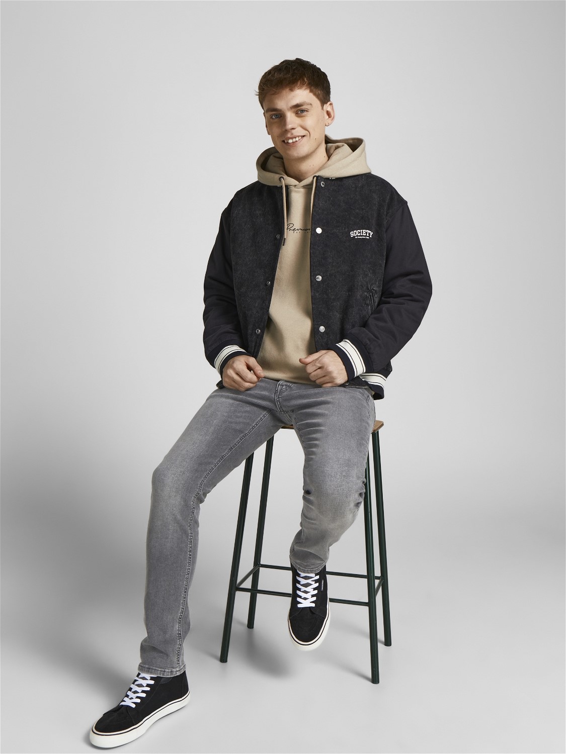 JACK & JONES Glenn Original loose fit, heren jeans, grijs denim
