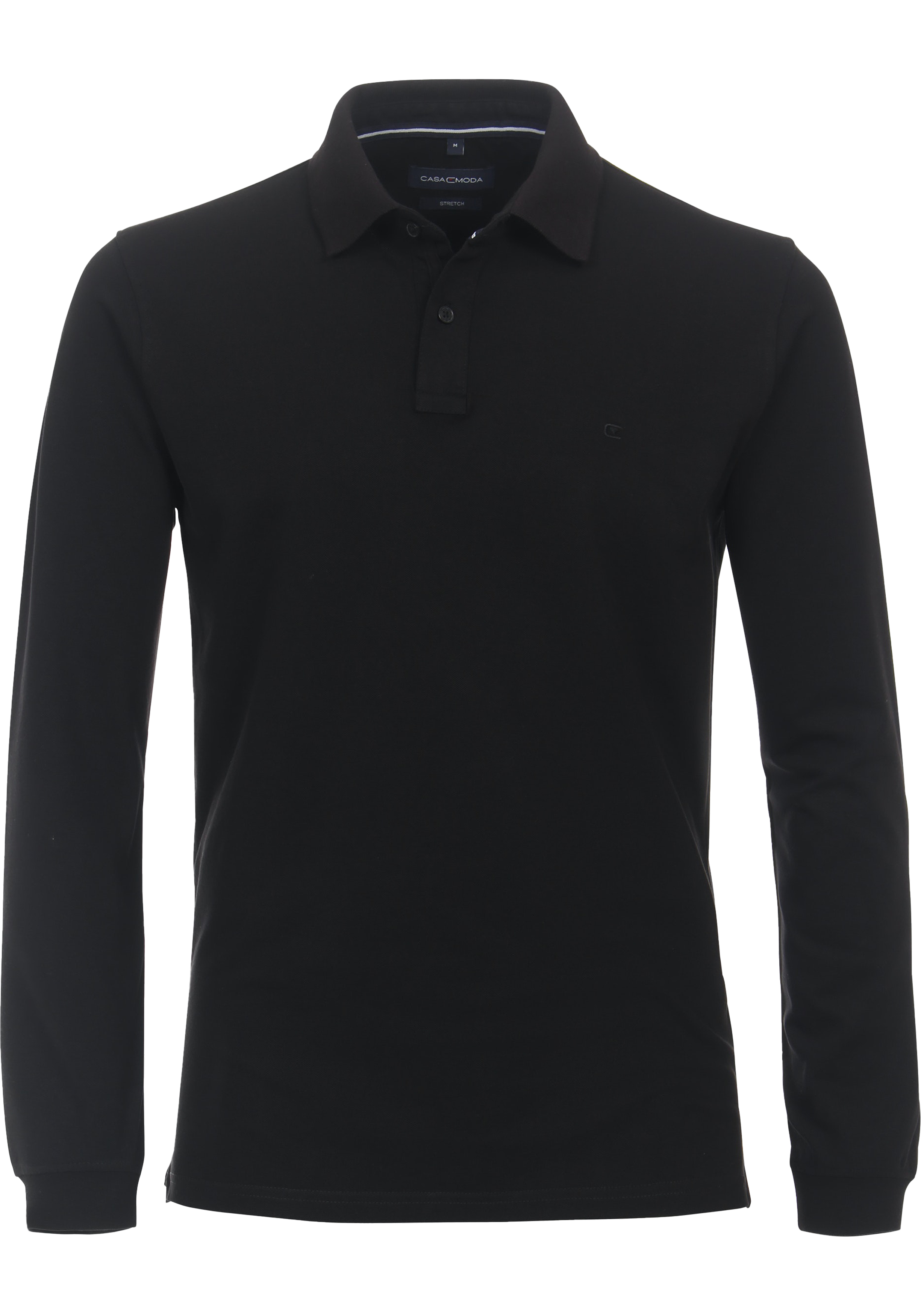 CASA MODA comfort fit polo lange mouw, zwart