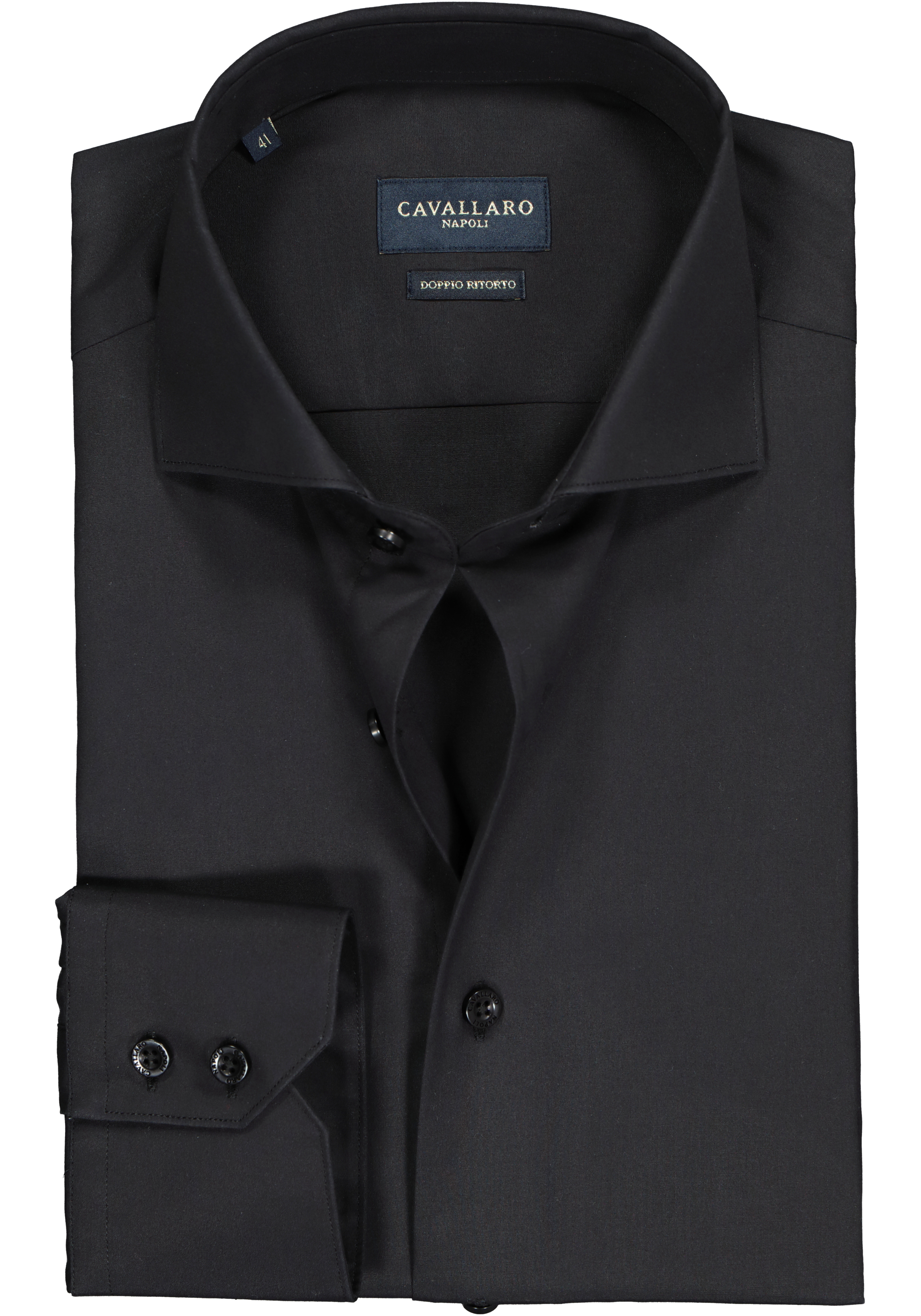 Cavallaro Napoli slim fit overhemd, twill, zwart