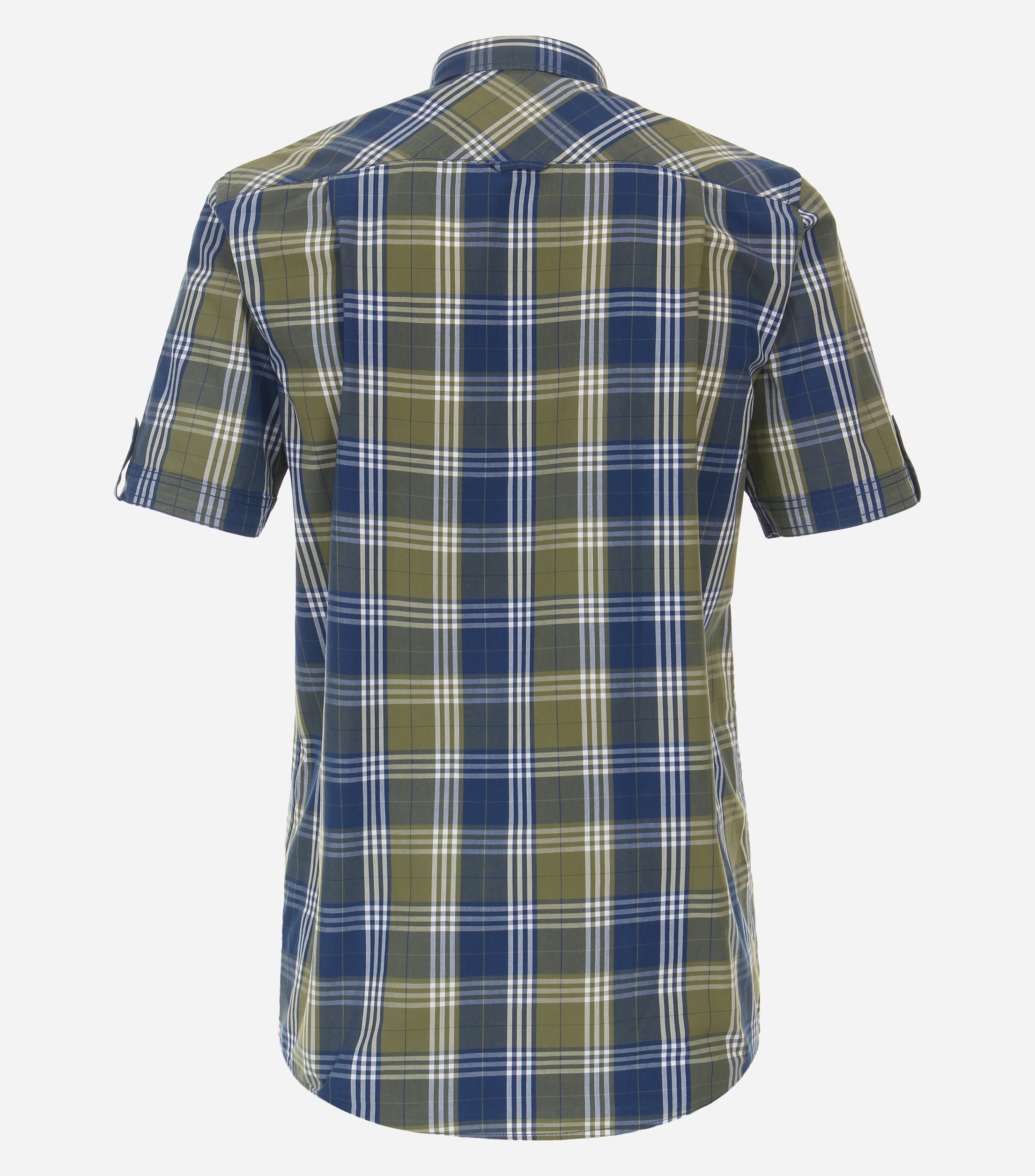 Redmond comfort fit overhemd, korte mouw, popeline, groen geruit