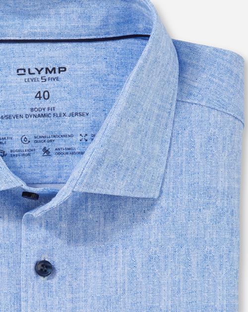 OLYMP Luxor 24/7 modern fit overhemd, korte mouw, Dynamic Flex, koningsblauw