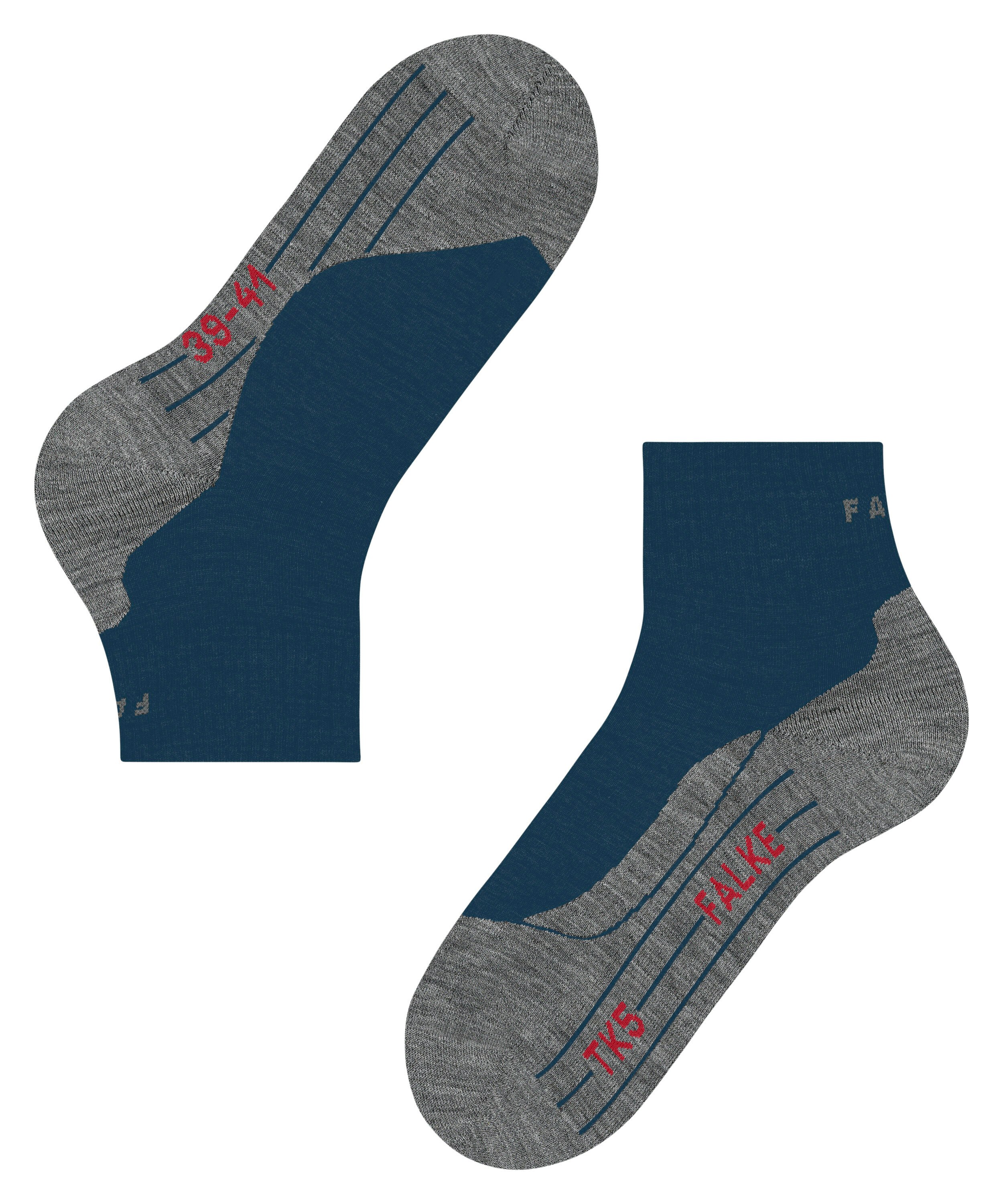 FALKE TK5 Wander Short heren trekking sokken kort, blauw (blue pond)