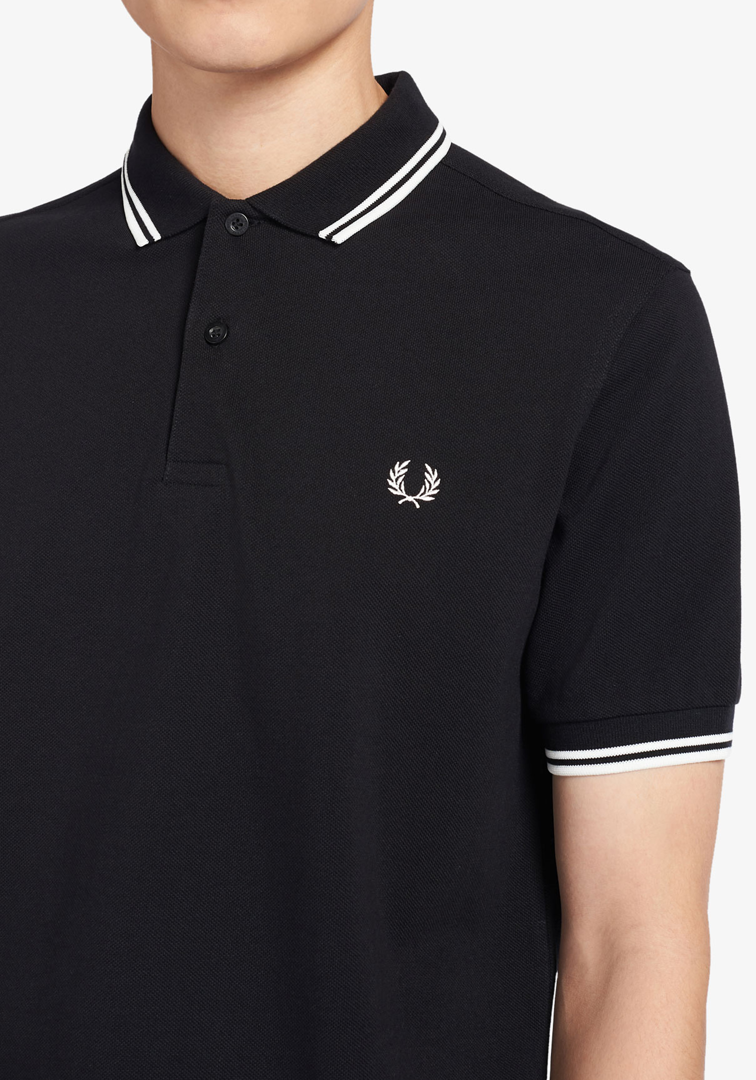Fred Perry M3600 polo twin tipped shirt, heren polo Black / Porcelain / Porcelain