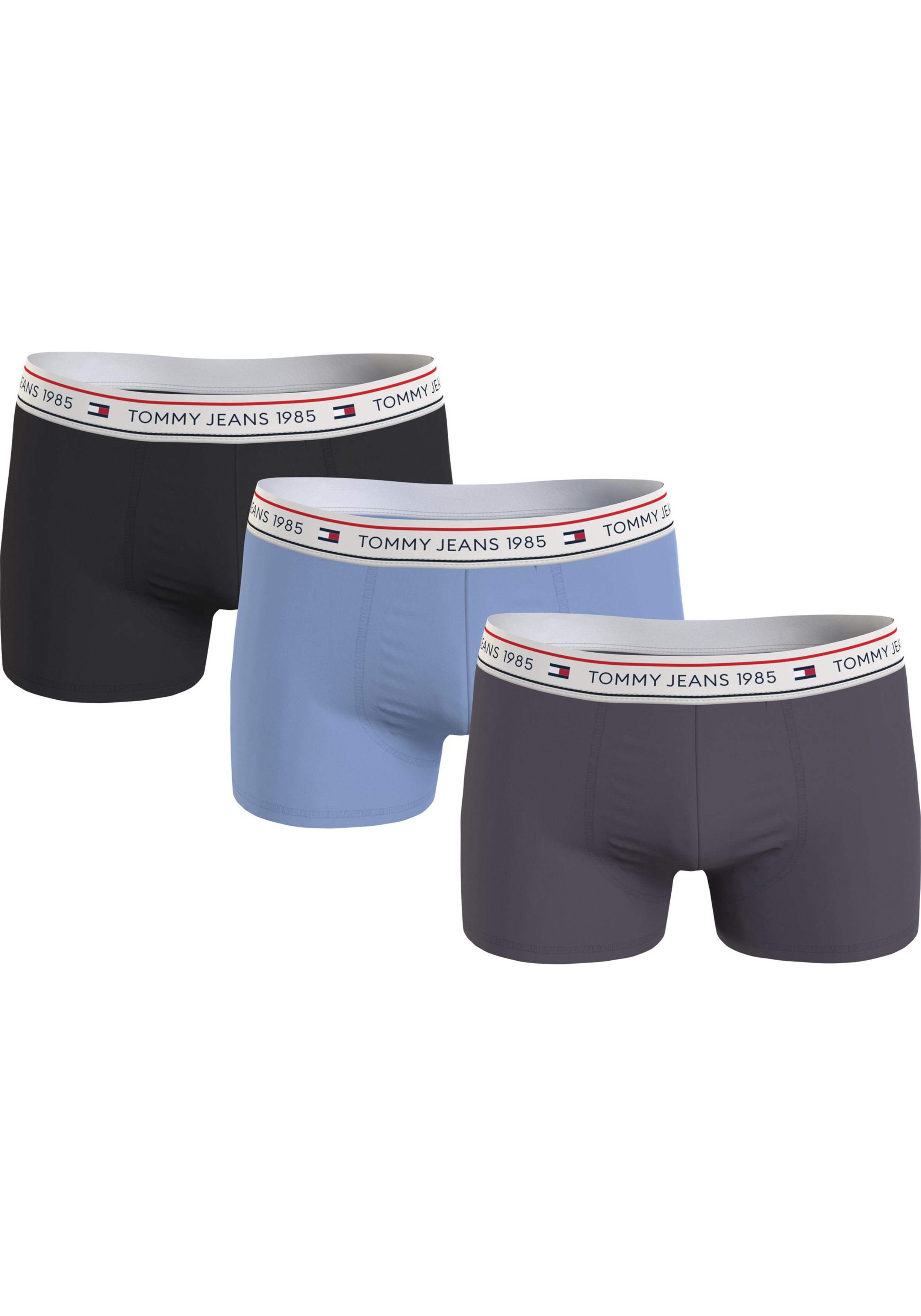 Tommy Hilfiger trunk (3-pack), heren boxers normale lengte, zwart, grijs, lichtblauw