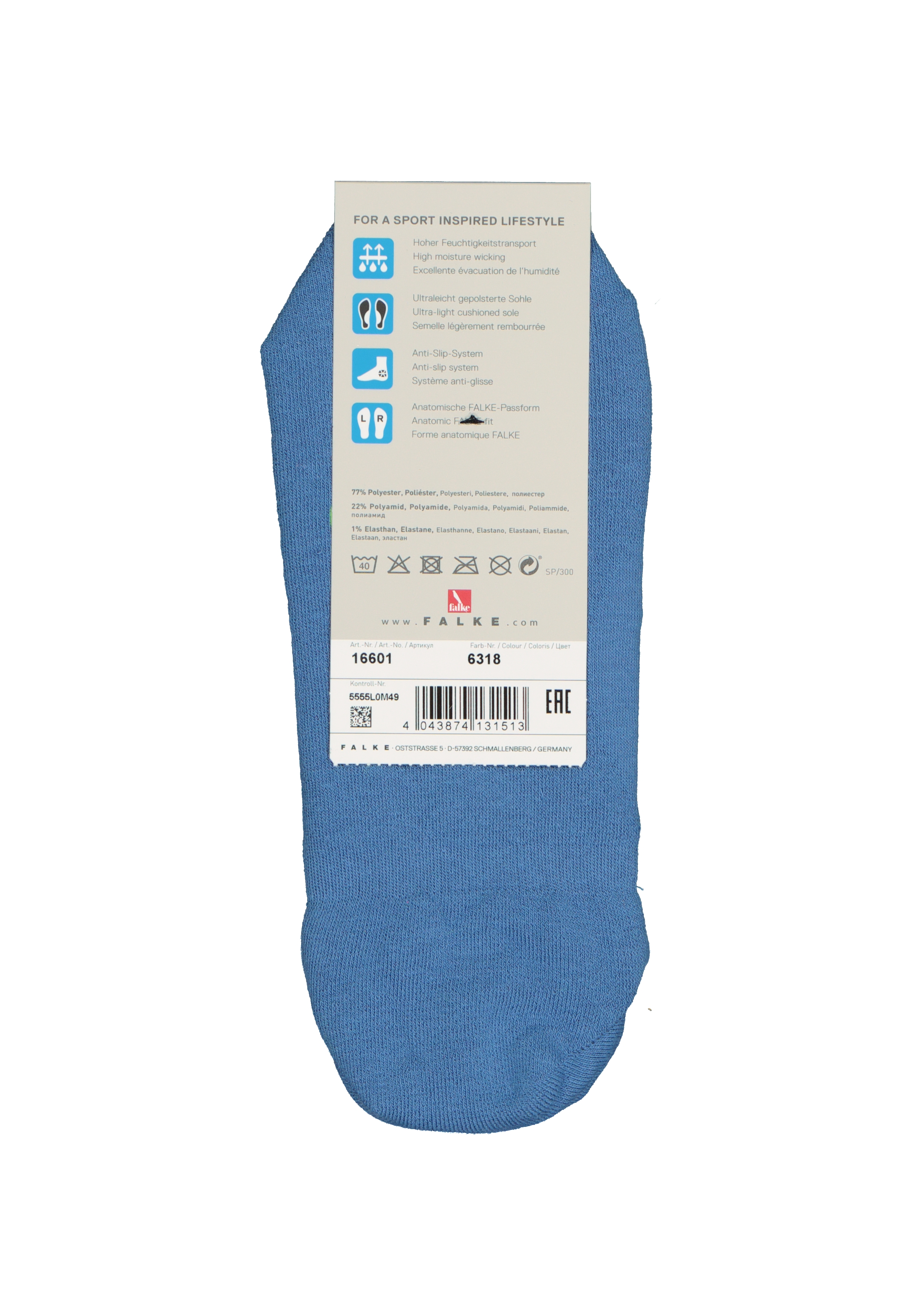 FALKE Cool Kick invisible unisex sokken, lichtblauw (ribbon blue)