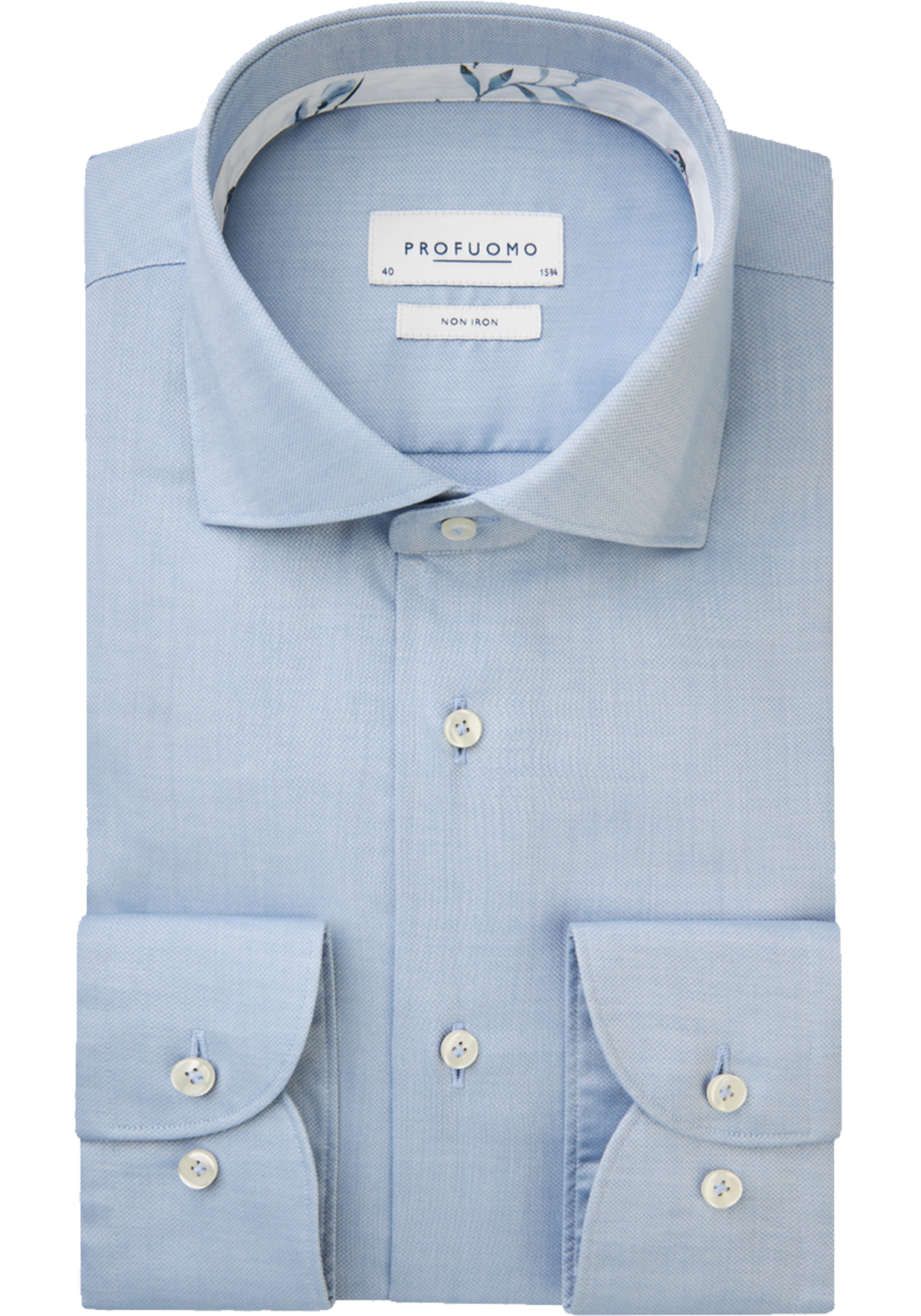 Profuomo slim fit heren overhemd, dobby, blauw