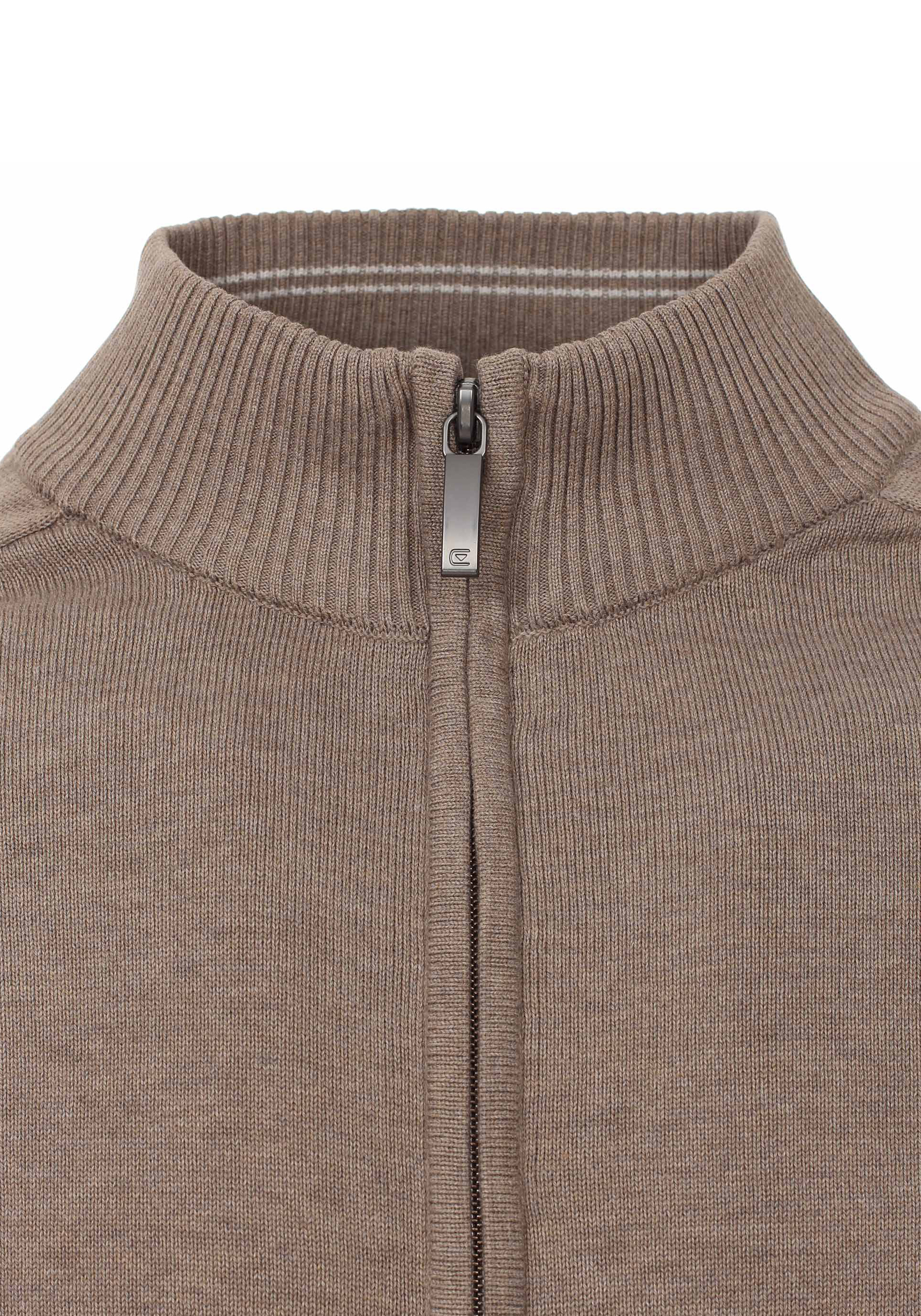 CASA MODA heren vest katoen, met rits, kaki
