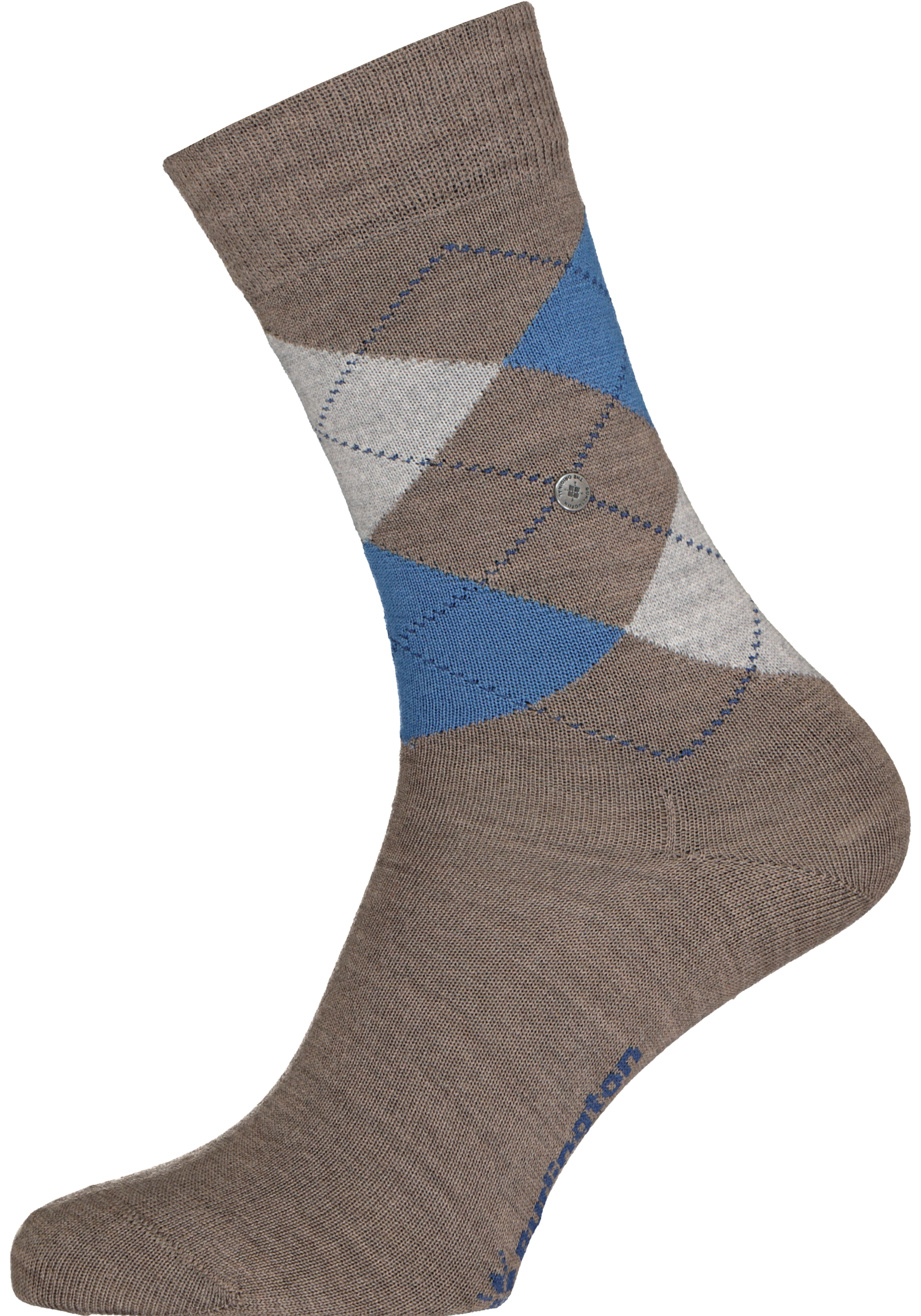 Burlington Marylebone damessokken, wol,  lichtbruin met blauw en grijs