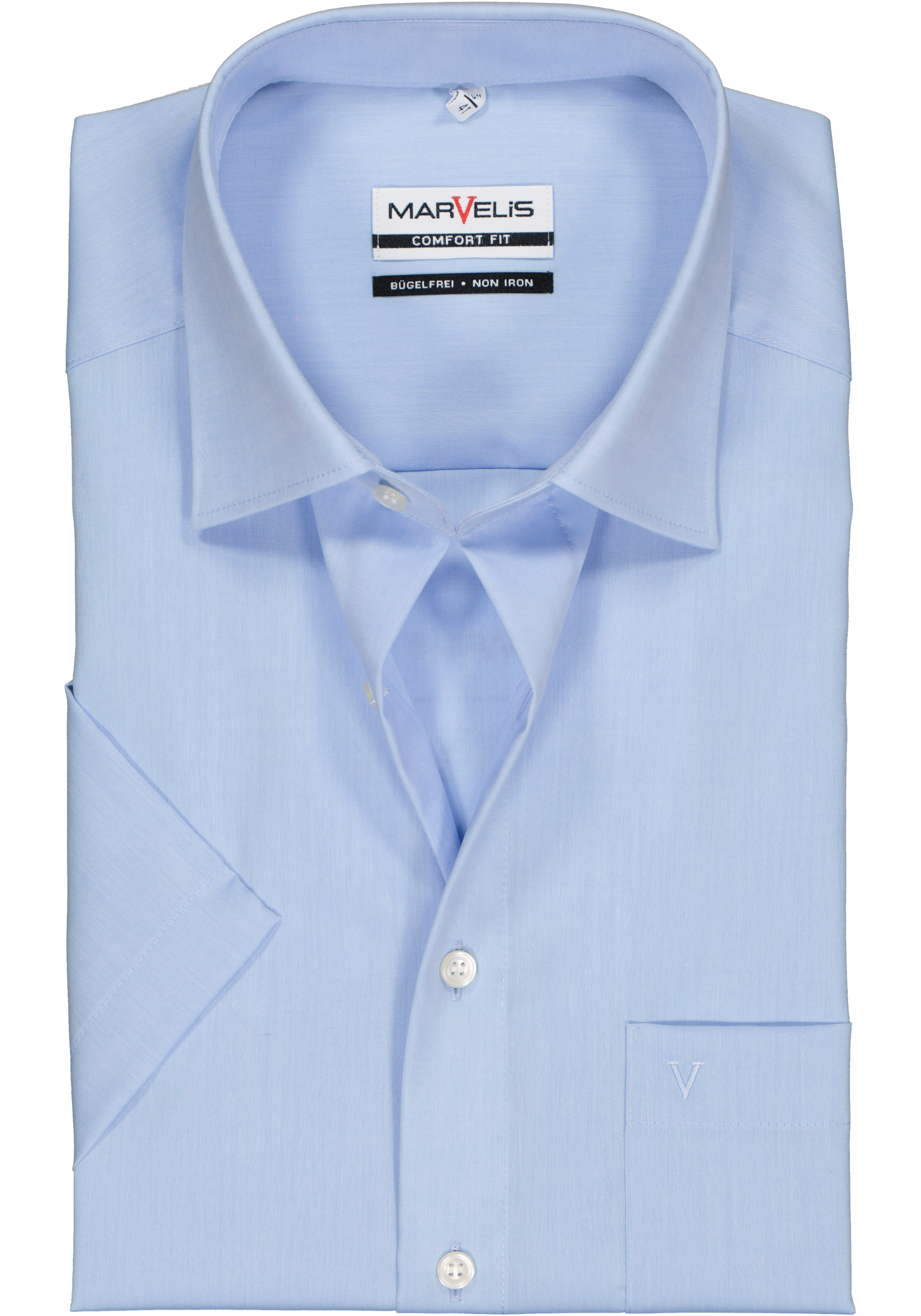 MARVELIS comfort fit overhemd, korte mouw, licht blauw