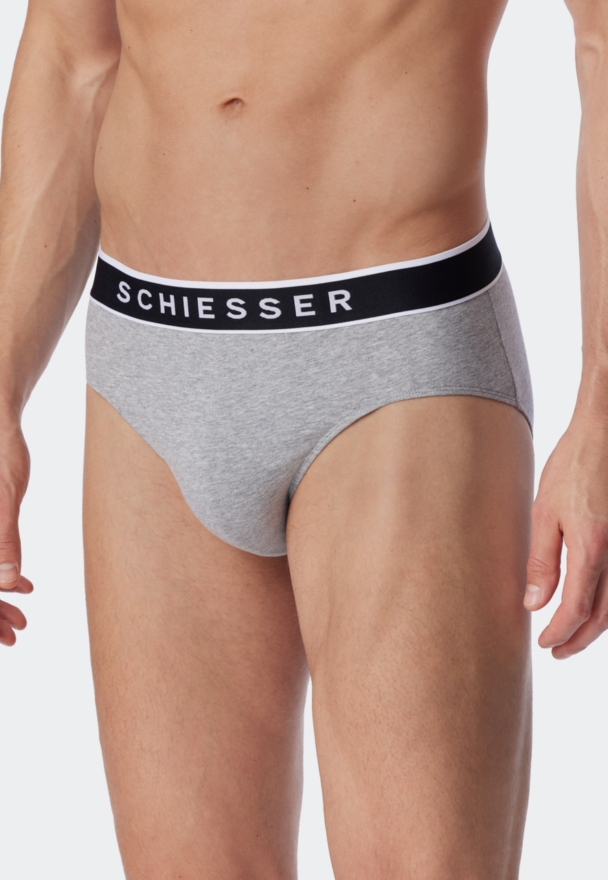 SCHIESSER 95/5 slip (3-pack), heren rioslips biologisch katoen geweven elastische tailleband grijs-melange