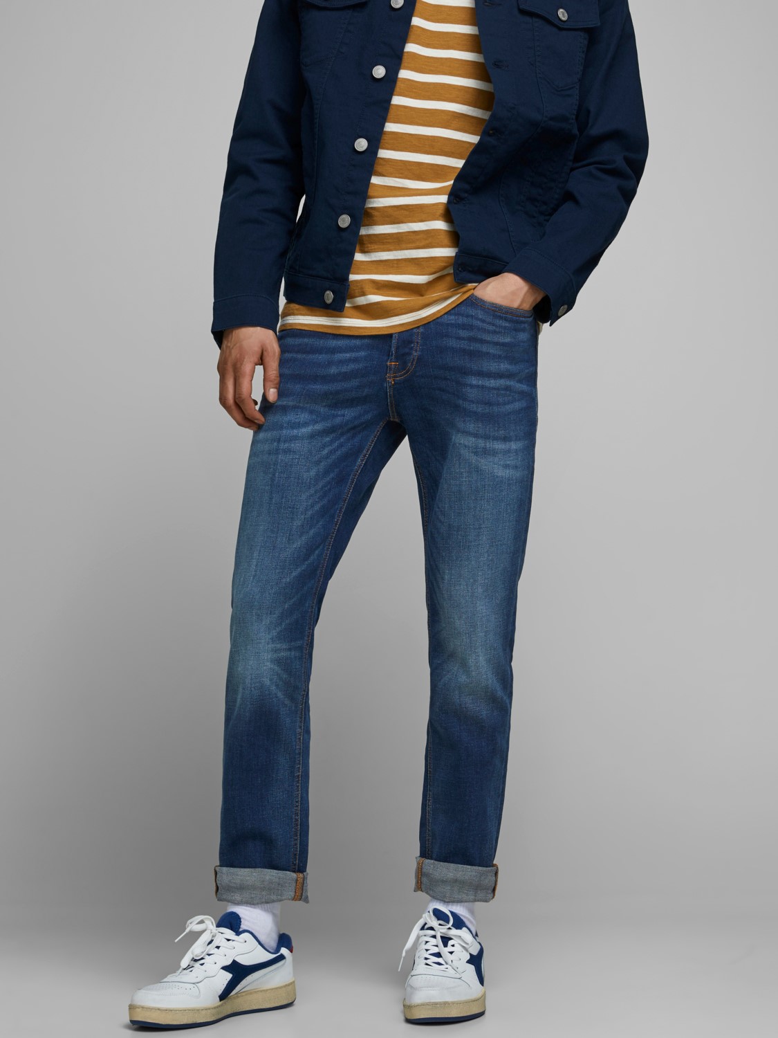 JACK & JONES Tim Original regular fit, heren jeans, denimblauw