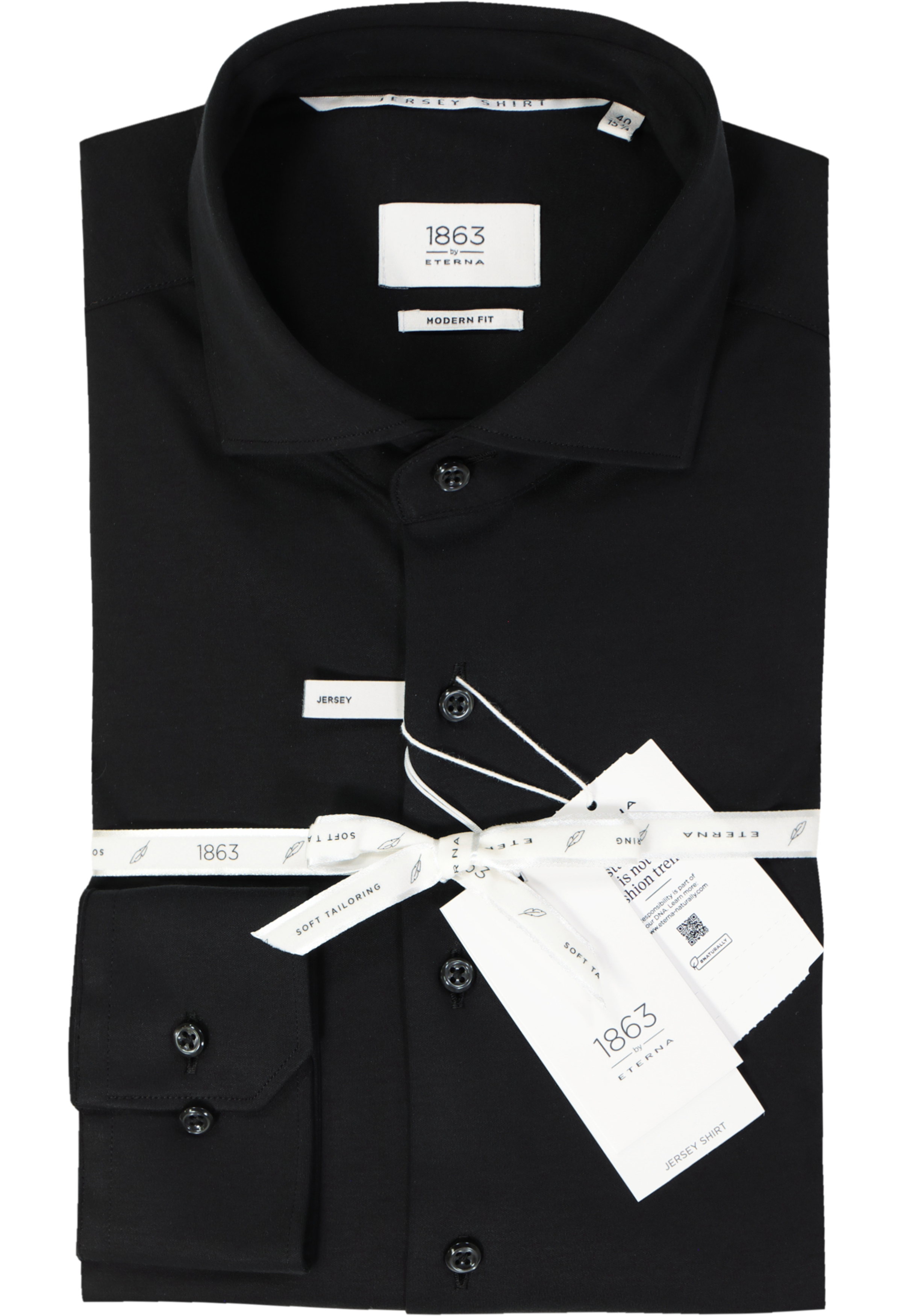 ETERNA modern fit overhemd, jersey heren overhemd, zwart