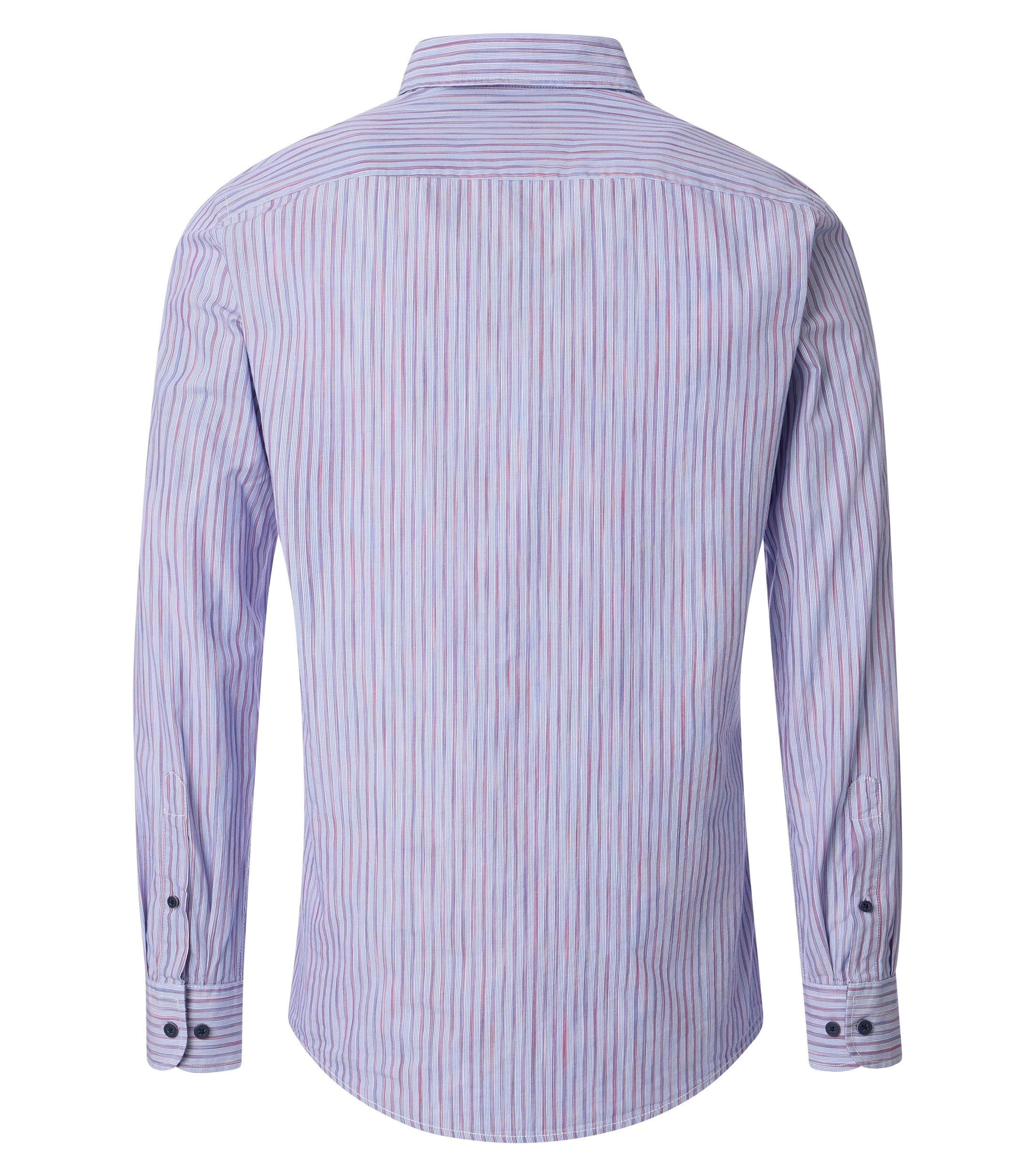 CASA MODA Sport casual fit overhemd, popeline, lichtblauw met rood gestreept