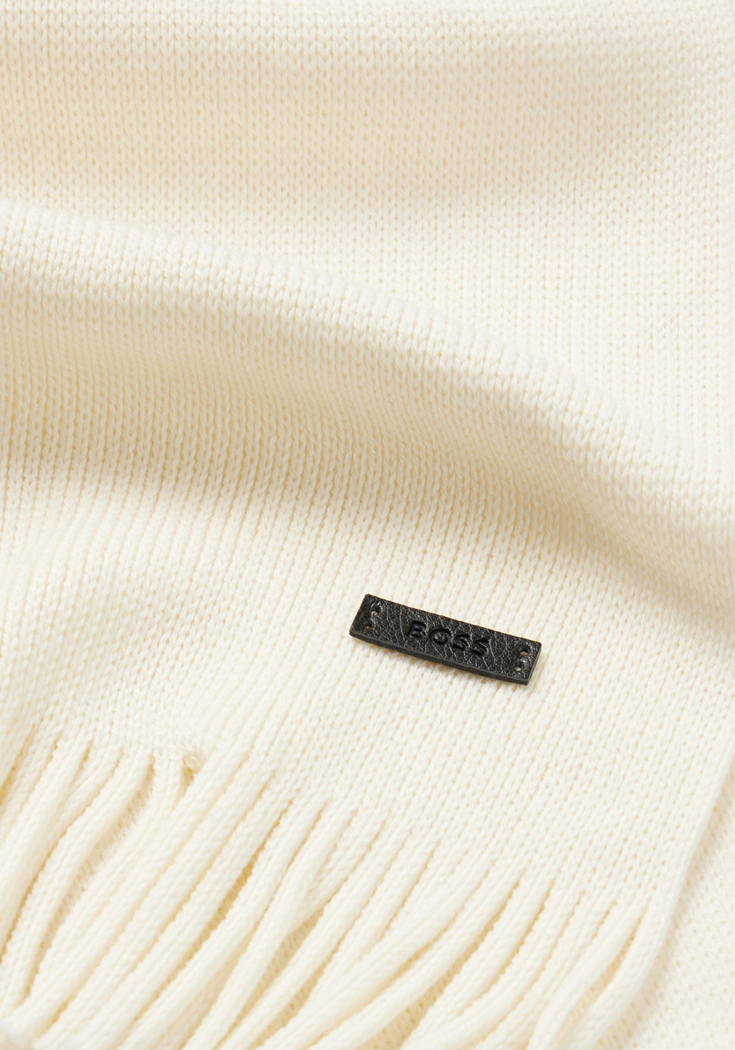 HUGO BOSS sjaal wol, heren sjaal gebreid, wit