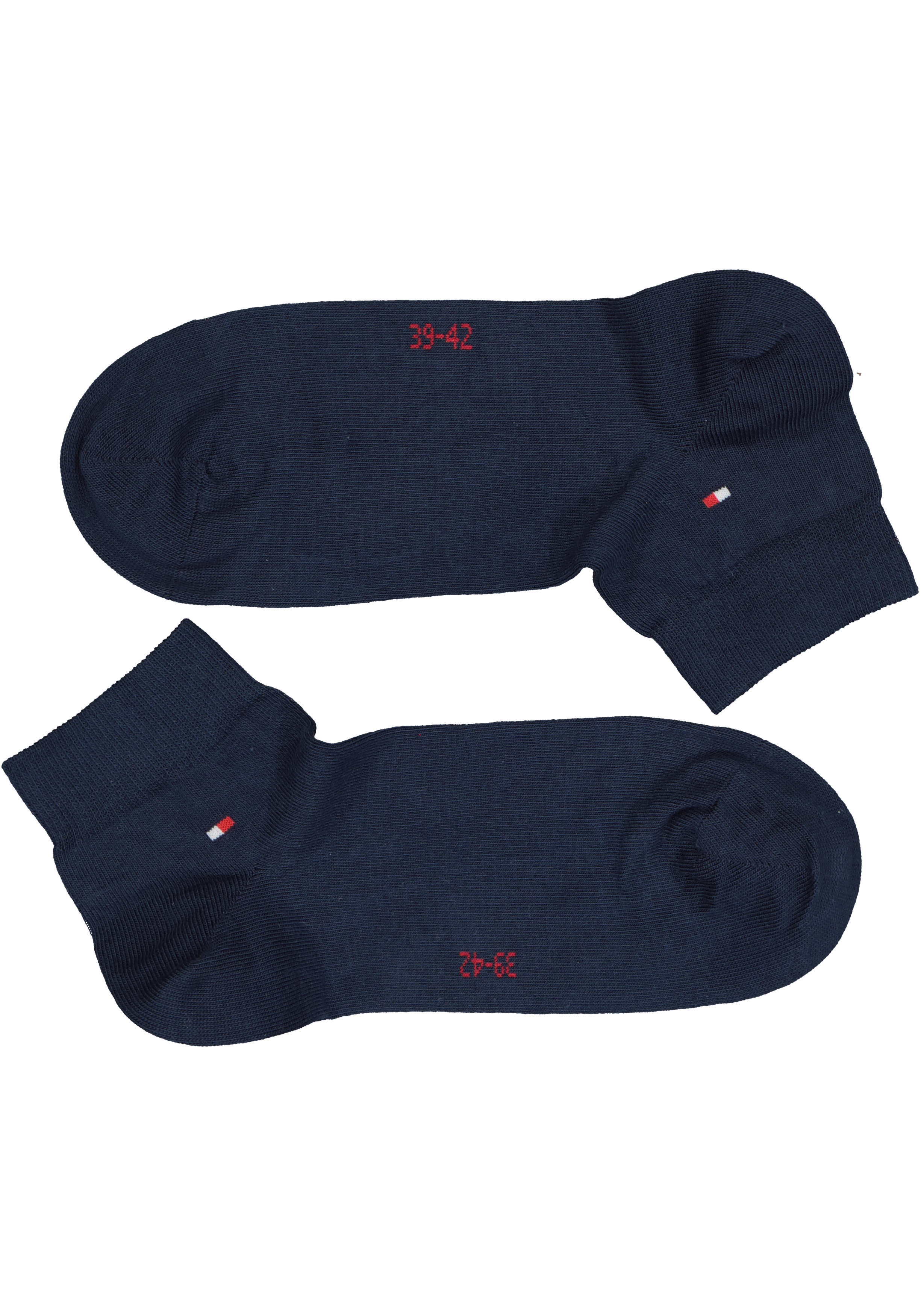Tommy Hilfiger Quarter Socks (2-pack), herensokken katoen kort, Tommy original rood en blauw