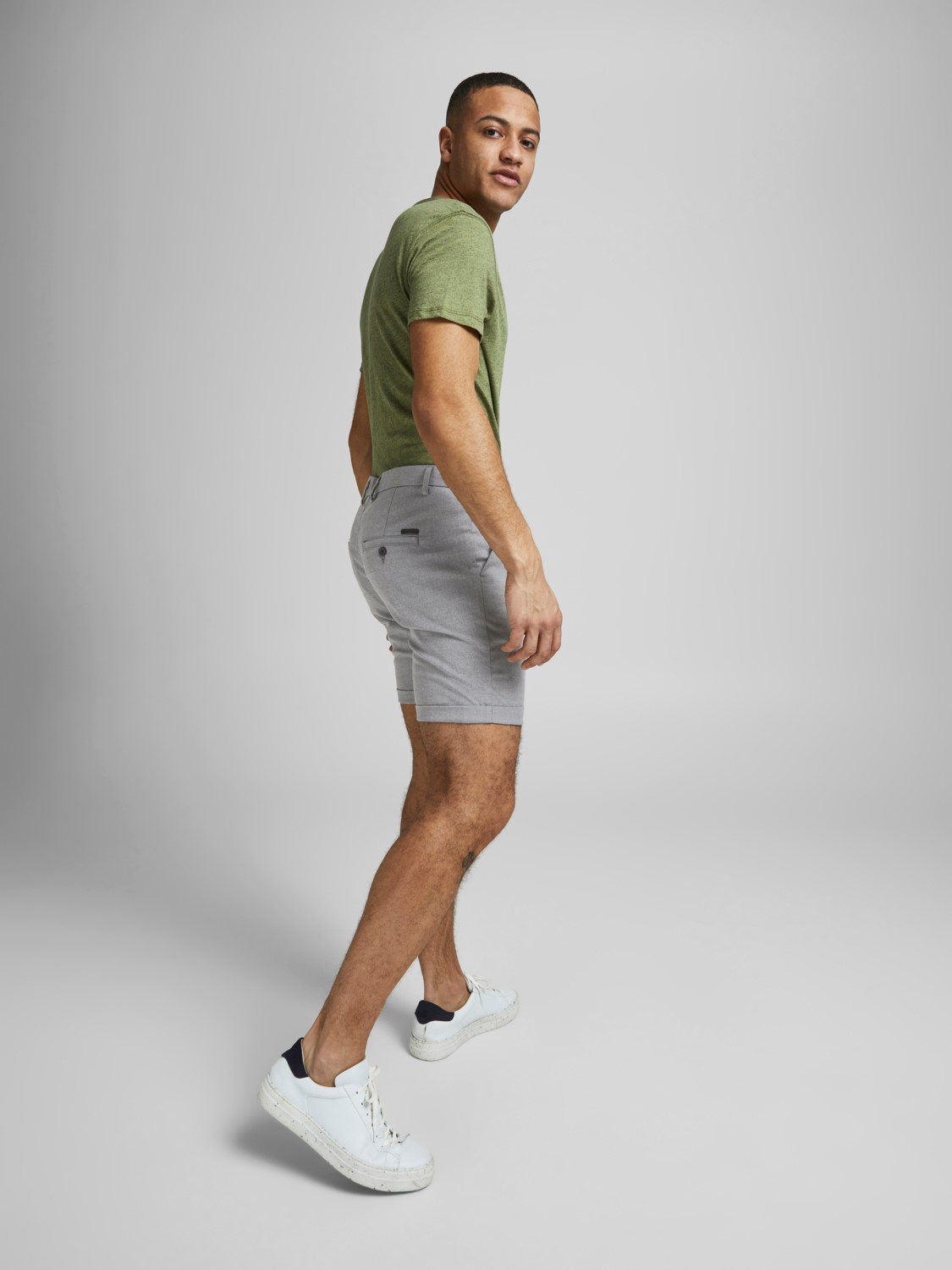 JACK & JONES Connor Shorts regular fit, heren chino korte broek, grijs melange