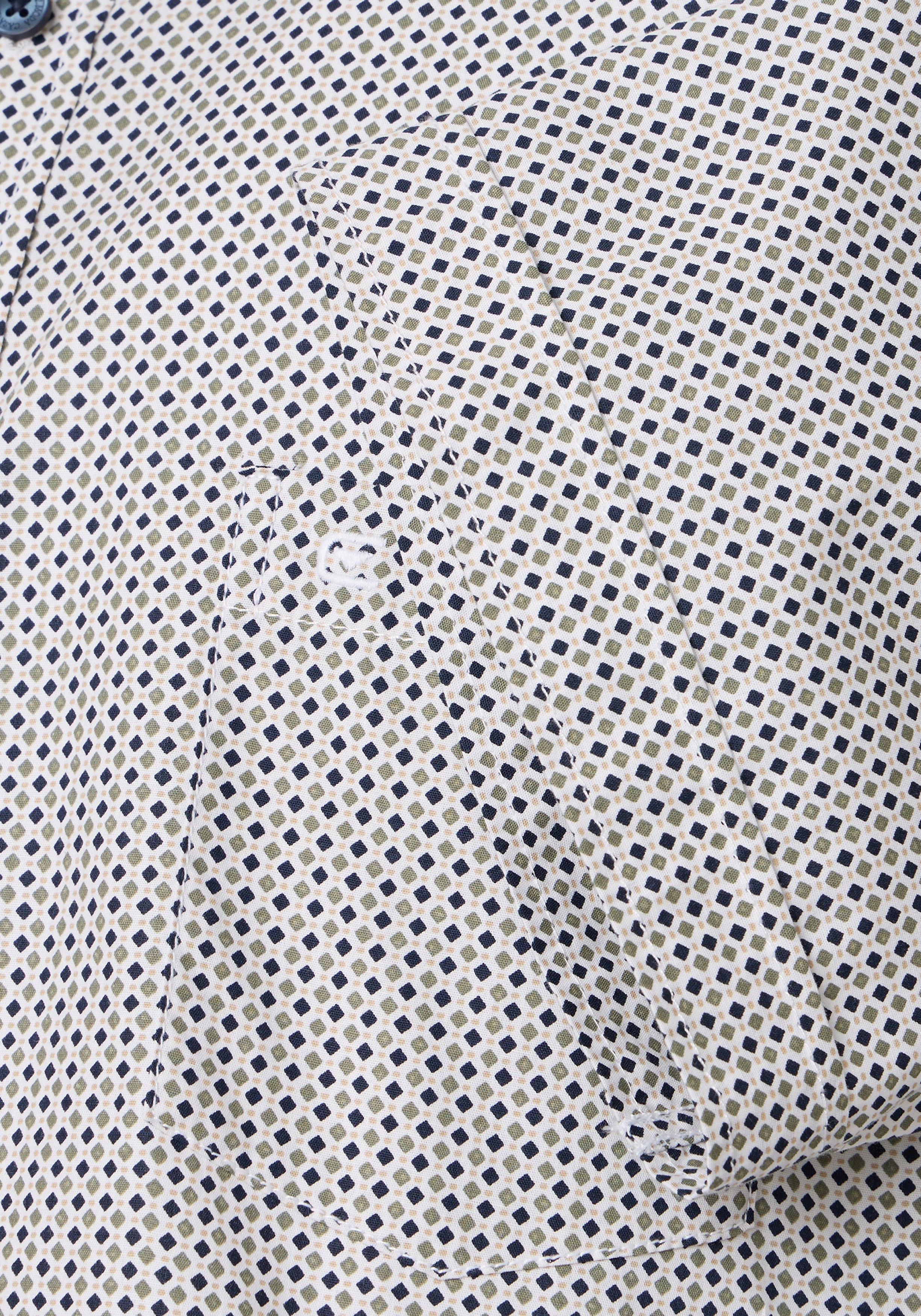 CASA MODA Sport casual fit overhemd, korte mouw, twill, wit met groen en blauw dessin