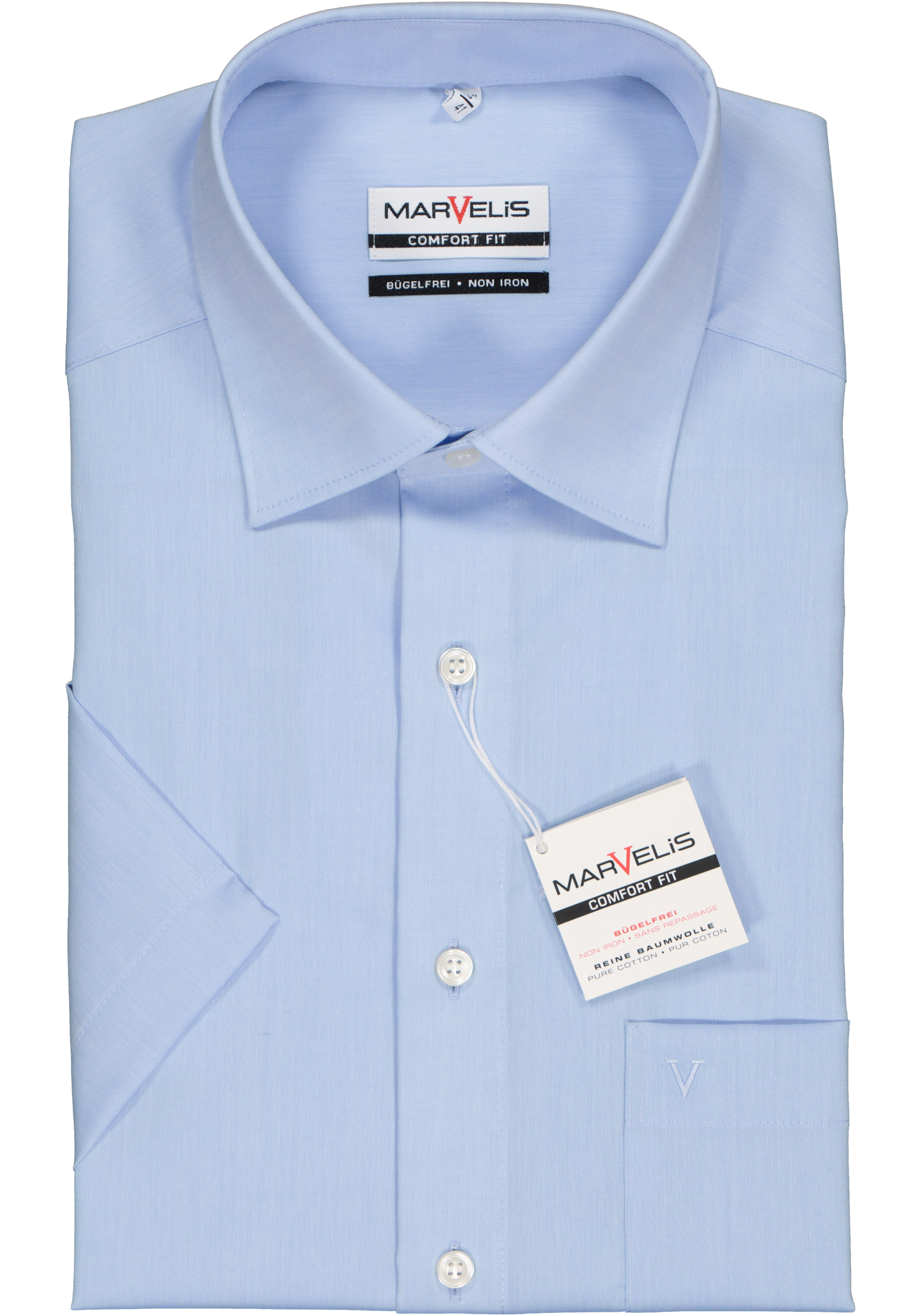 MARVELIS comfort fit overhemd, korte mouw, licht blauw