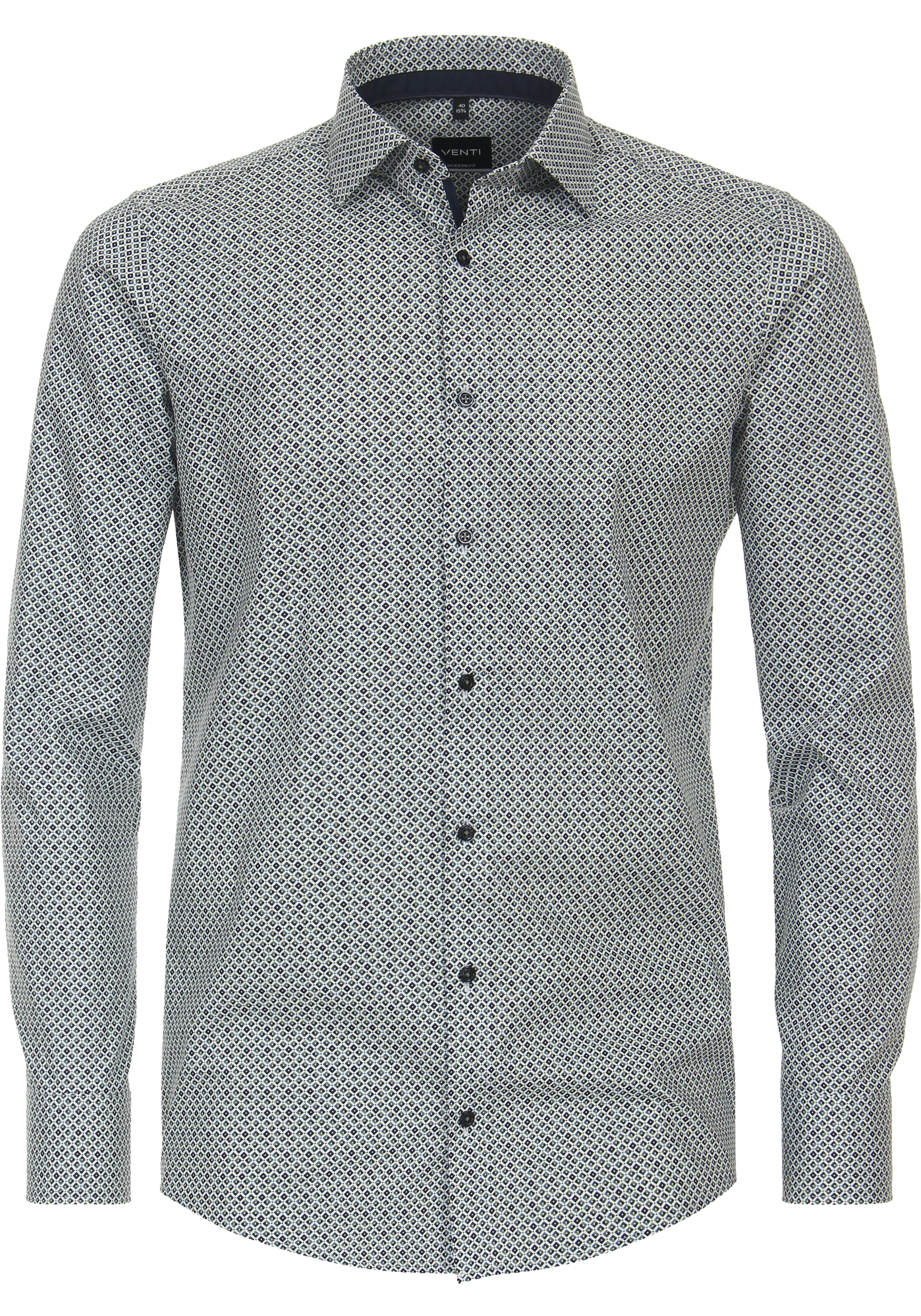 VENTI modern fit overhemd, popeline, groen dessin
