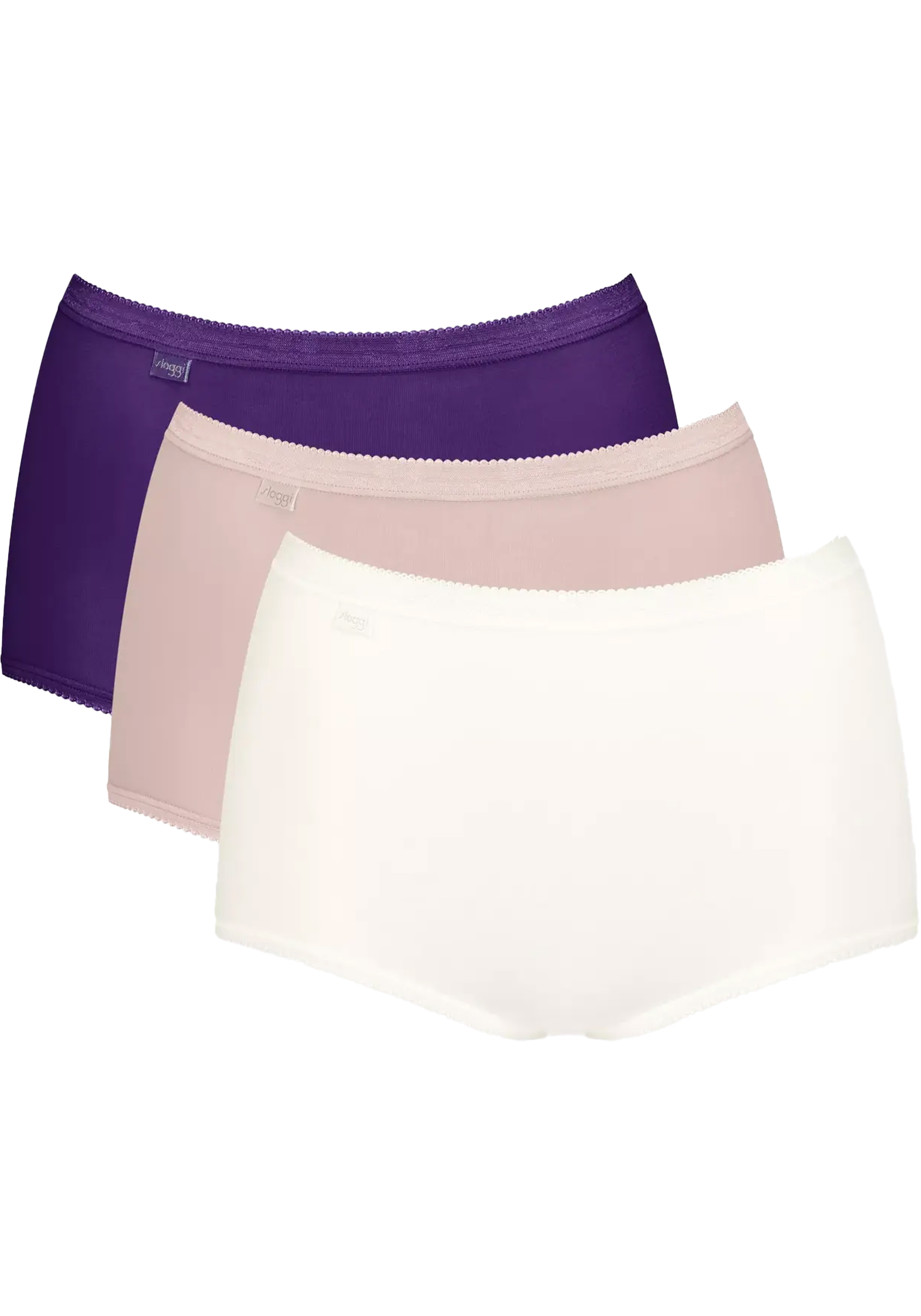 Sloggi Women Basic+ Maxi (3-pack), dames slip, wit, roze, paars
