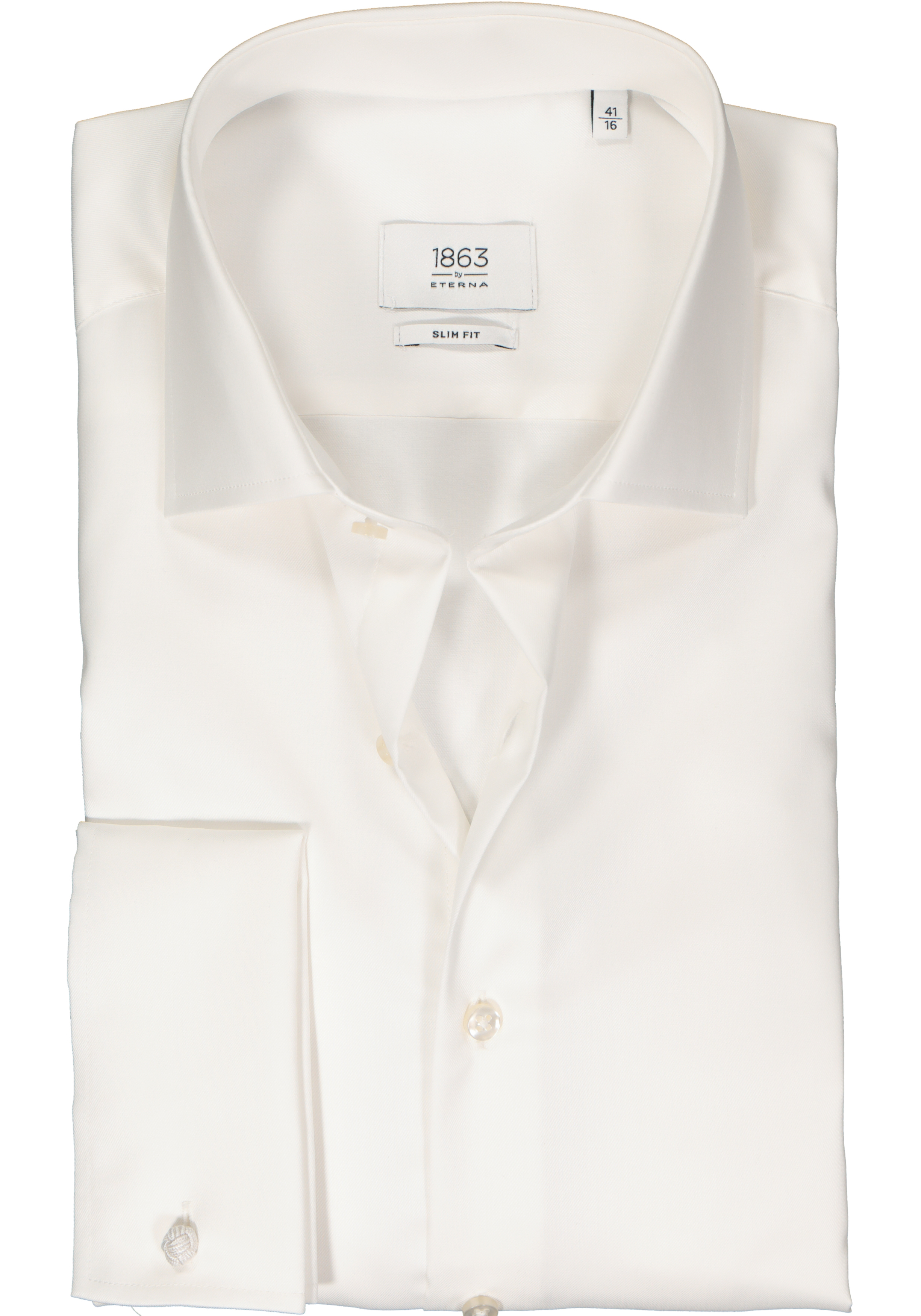 ETERNA slim fit overhemd, twill met dubbele manchet, ecru