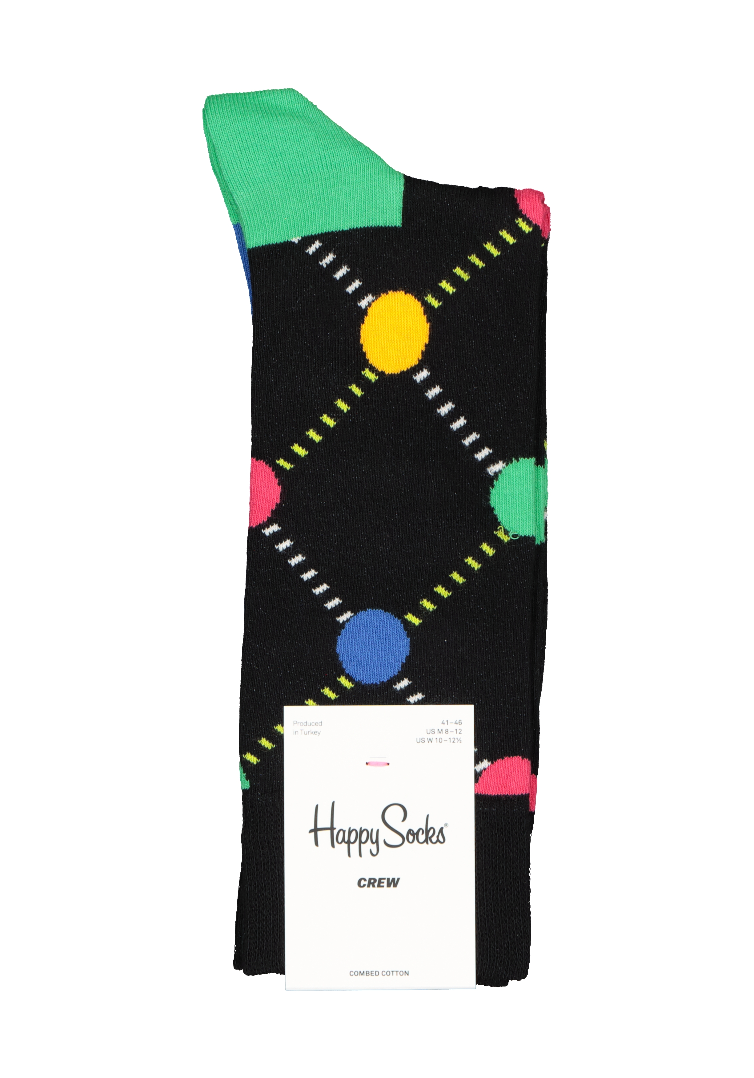 Happy Socks Argyle Dot Sock, zwart geruit met kleurtjes