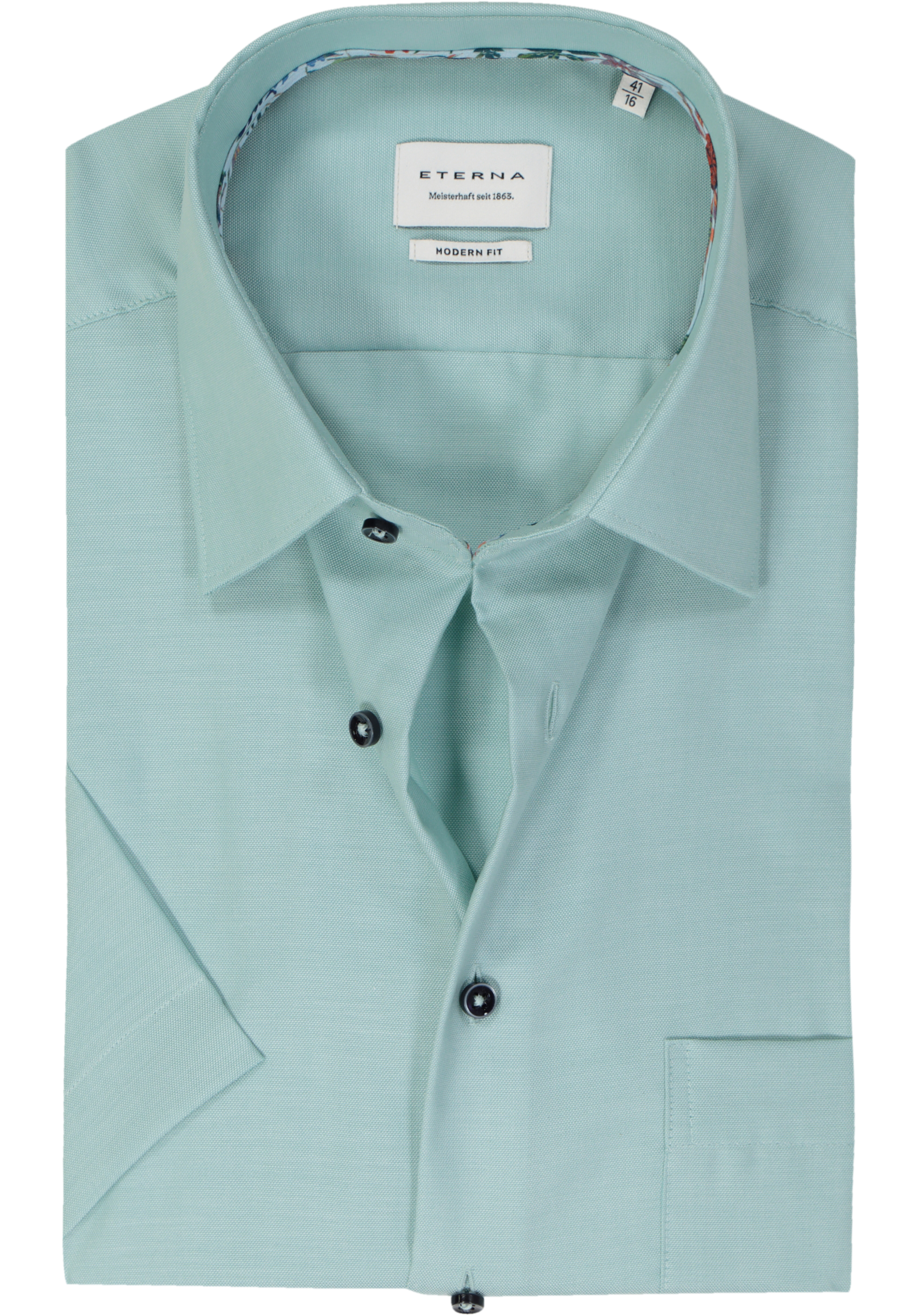 ETERNA modern fit overhemd korte mouw, Oxford, turquoise