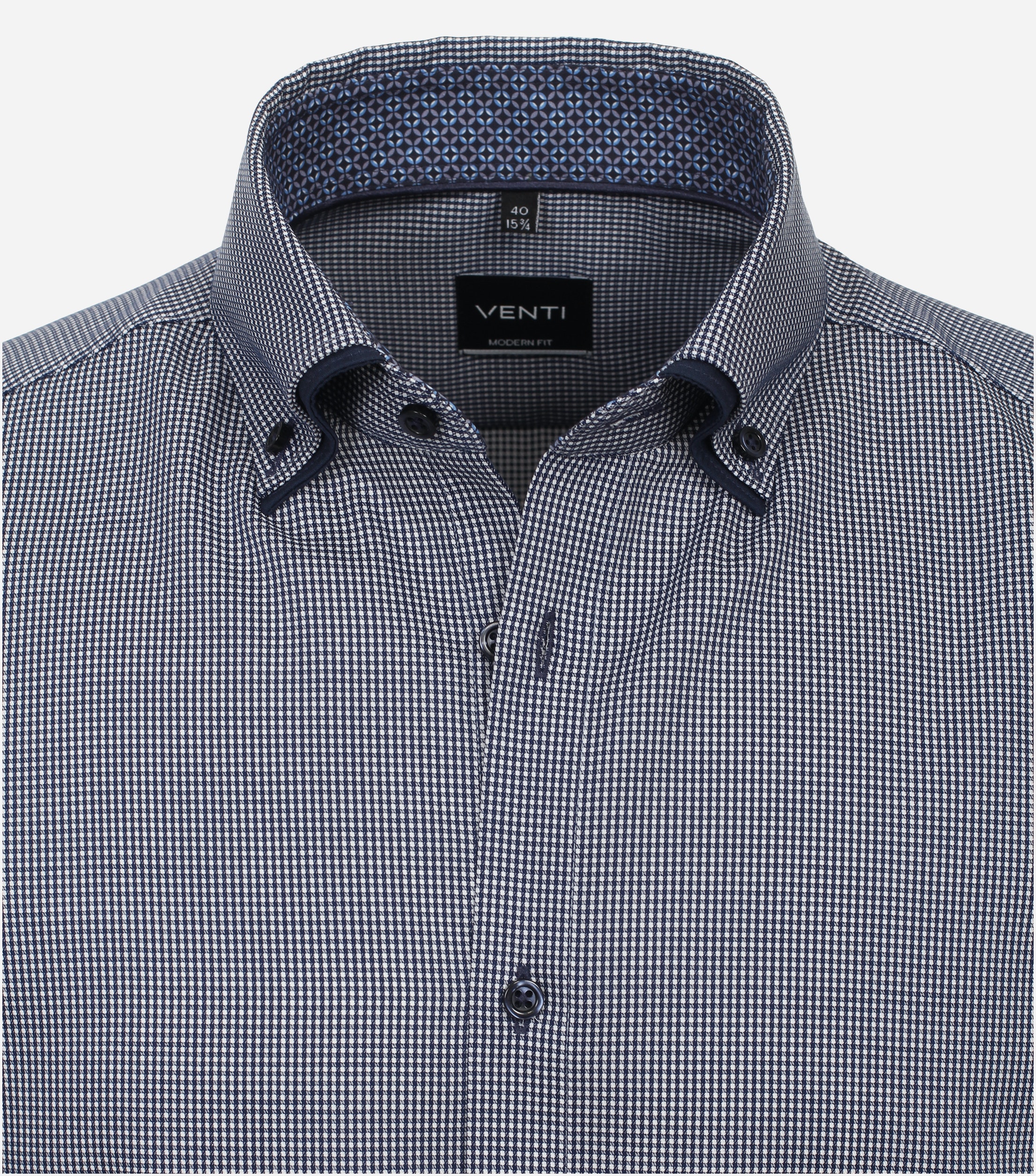 VENTI modern fit overhemd, dobby, blauw geruit