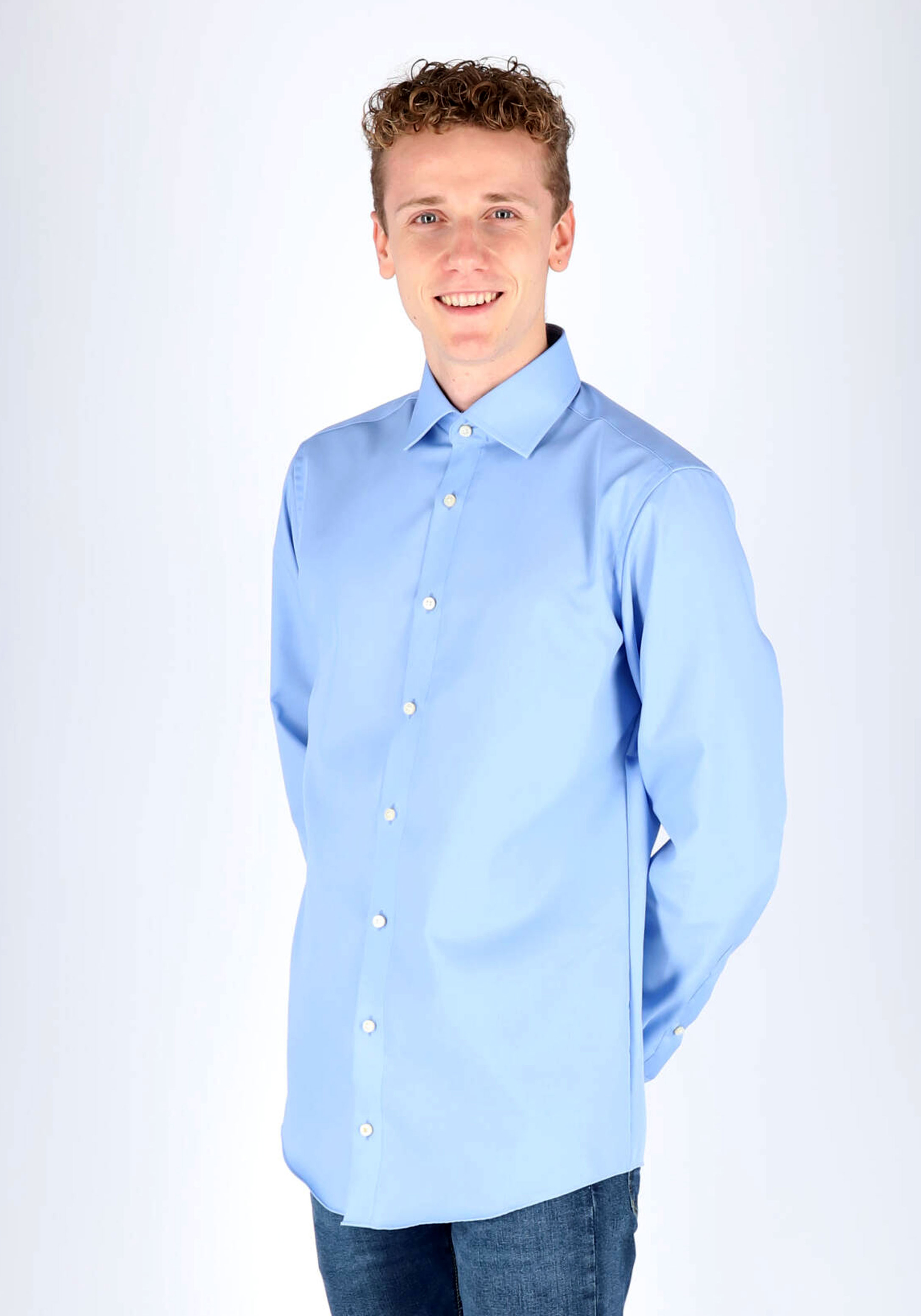 Redmond modern fit overhemd, blauw