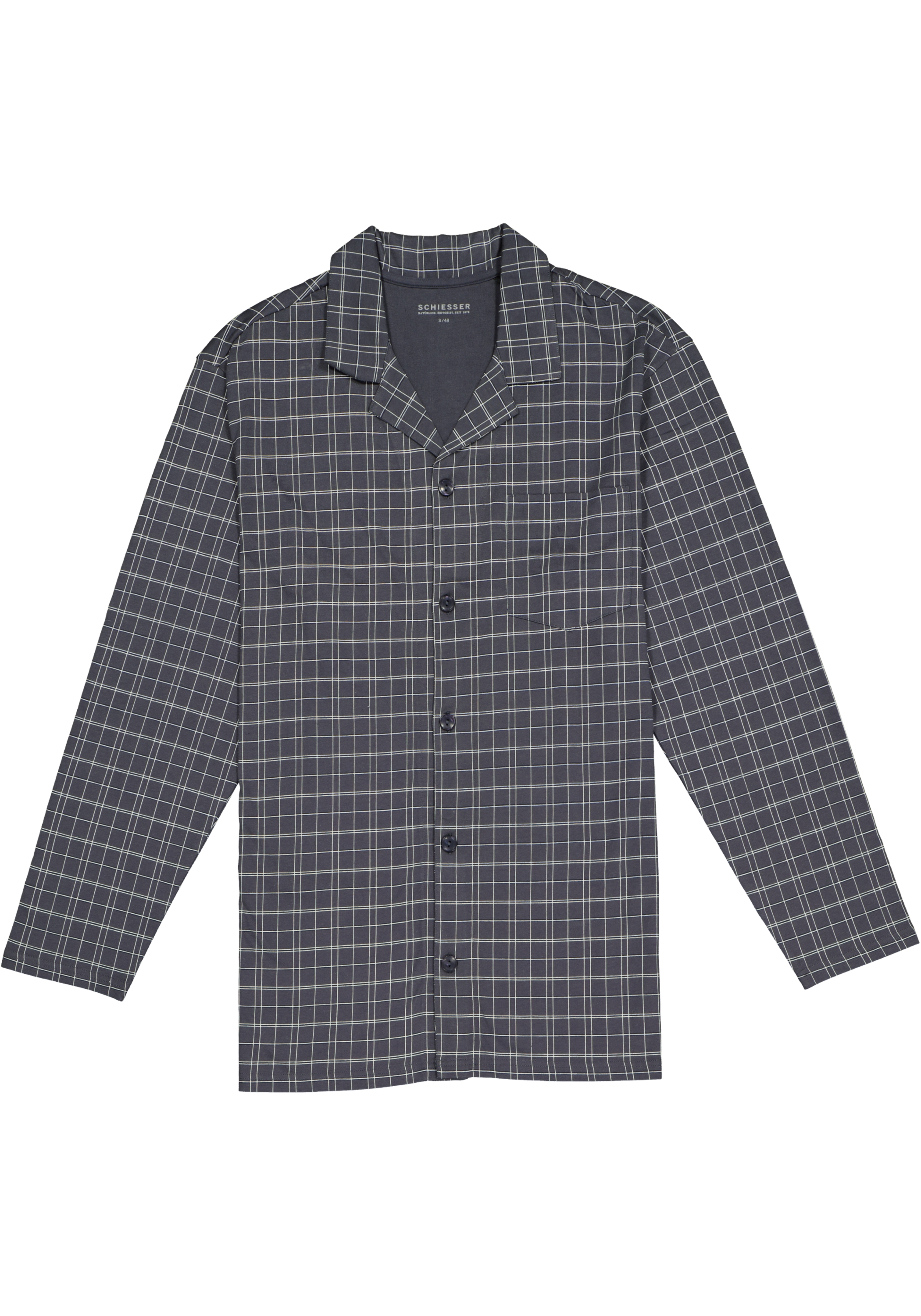 SCHIESSER heren pyjama, met knoopjes, grijs geruit