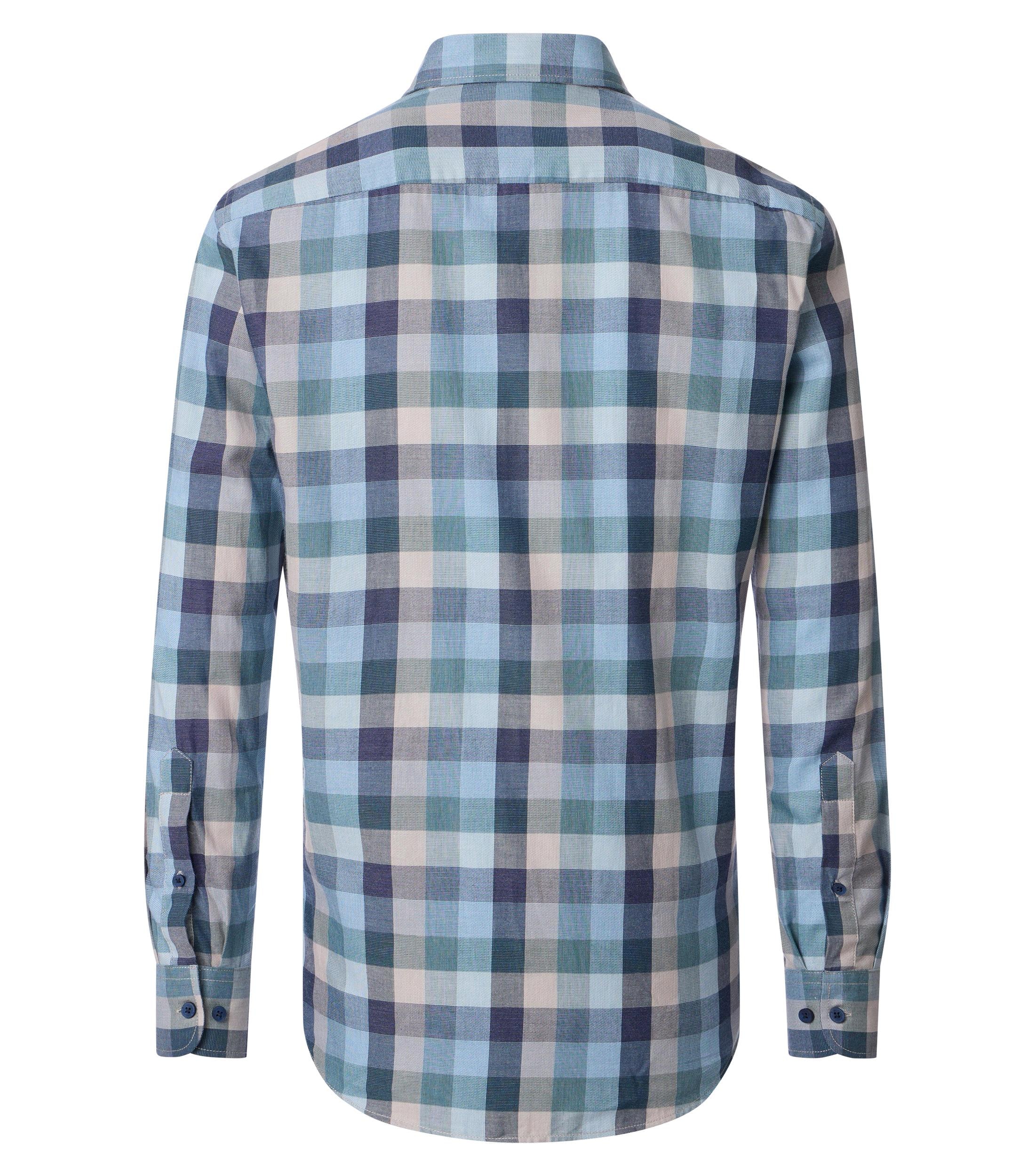 CASA MODA Sport casual fit overhemd, twill, blauw met groen en beige geruit