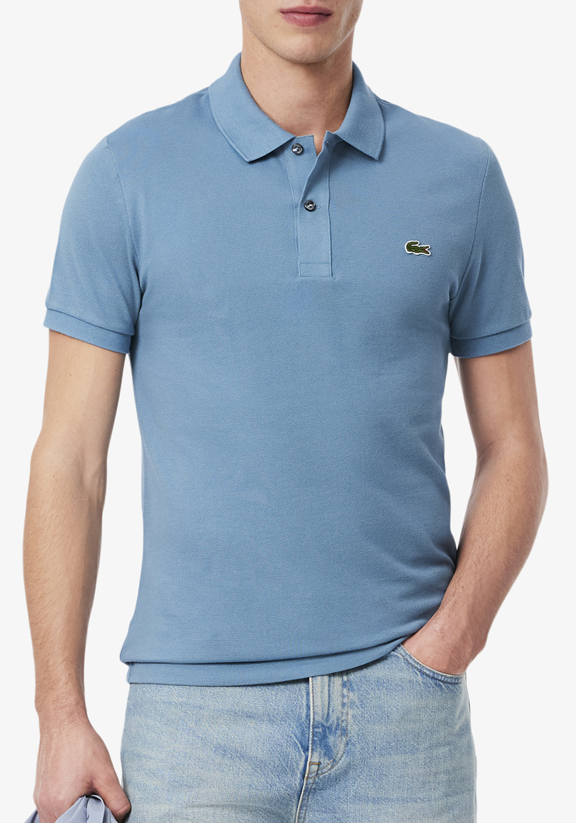 Lacoste Slim Fit polo, leisteen blauw grijs
