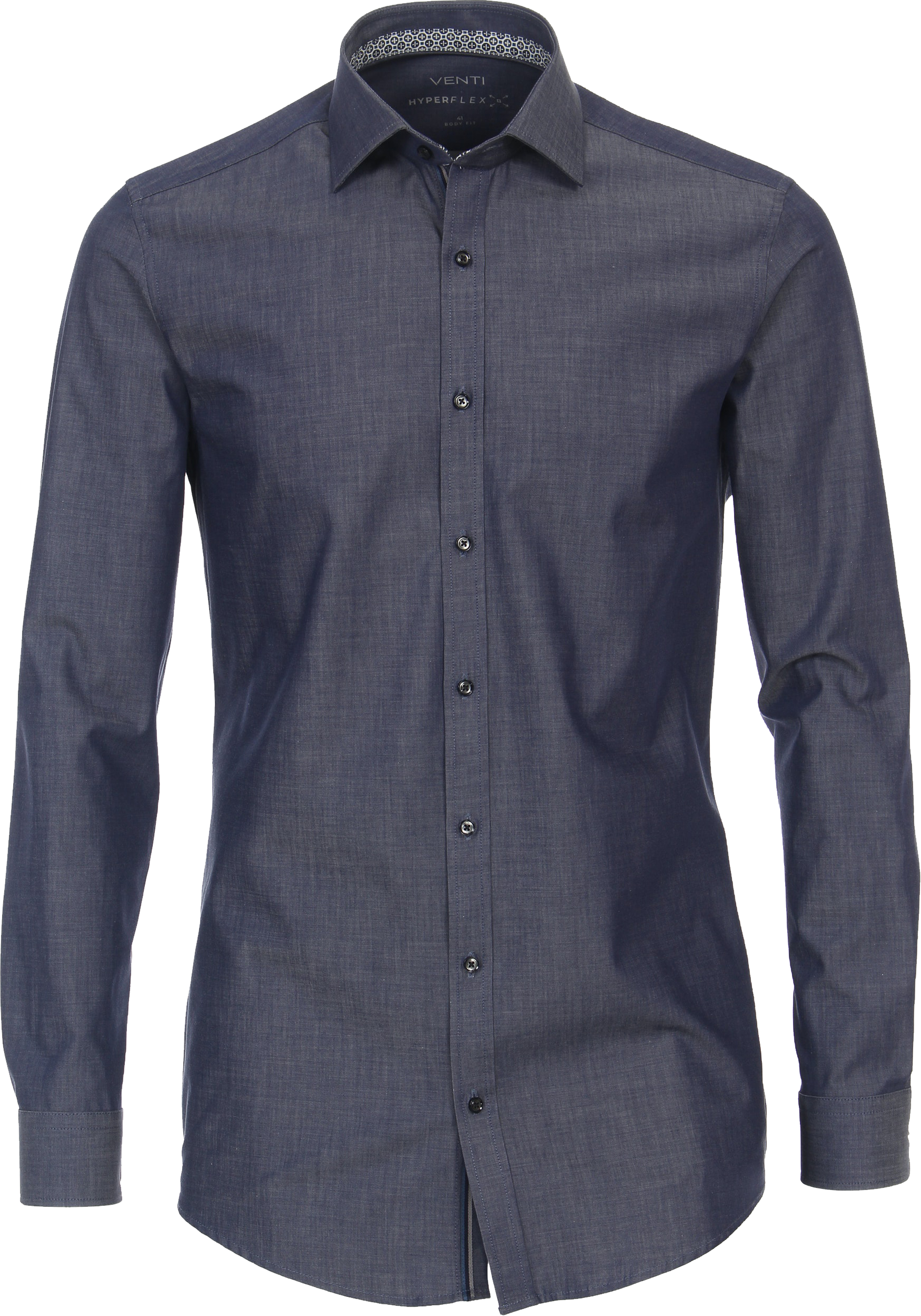 VENTI body fit overhemd, twill, blauw