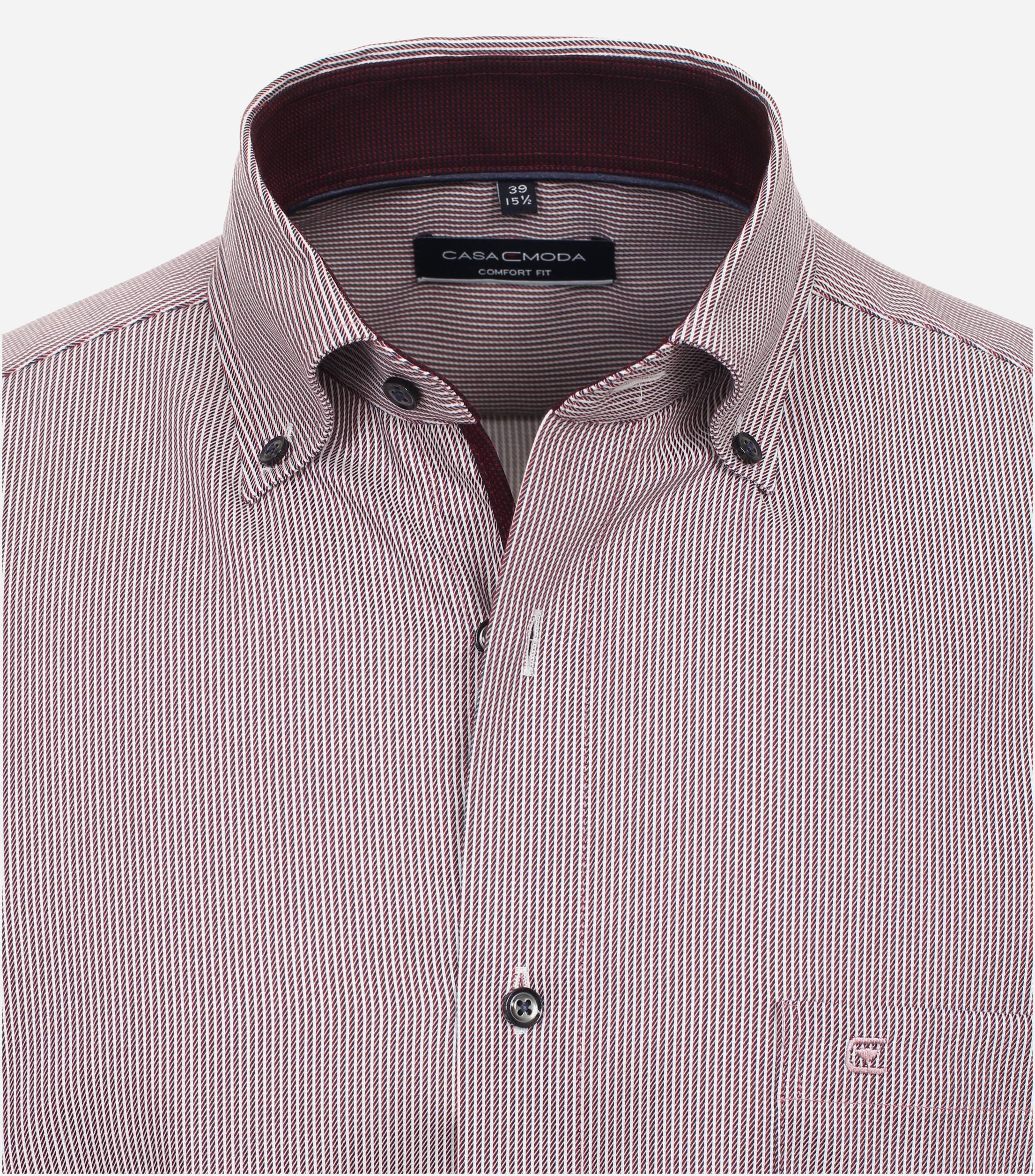 CASA MODA comfort fit overhemd, dobby, rood gestreept