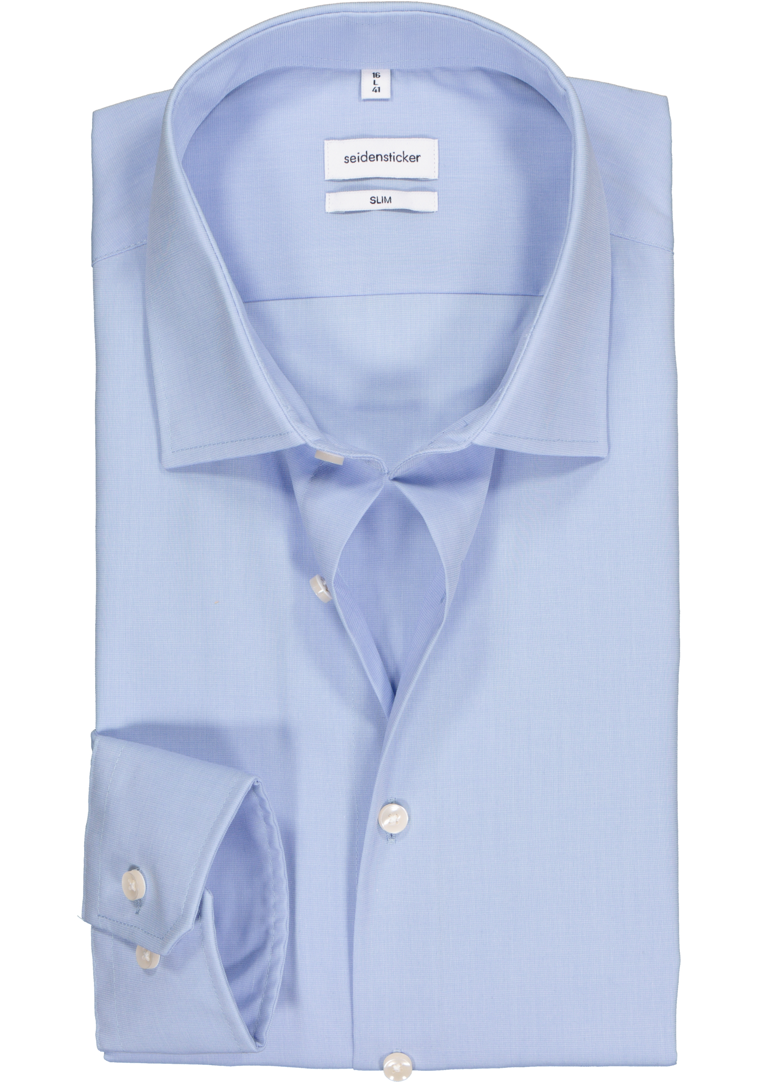 Seidensticker slim fit overhemd, mouwlengte 7, lichtblauw (contrast)  