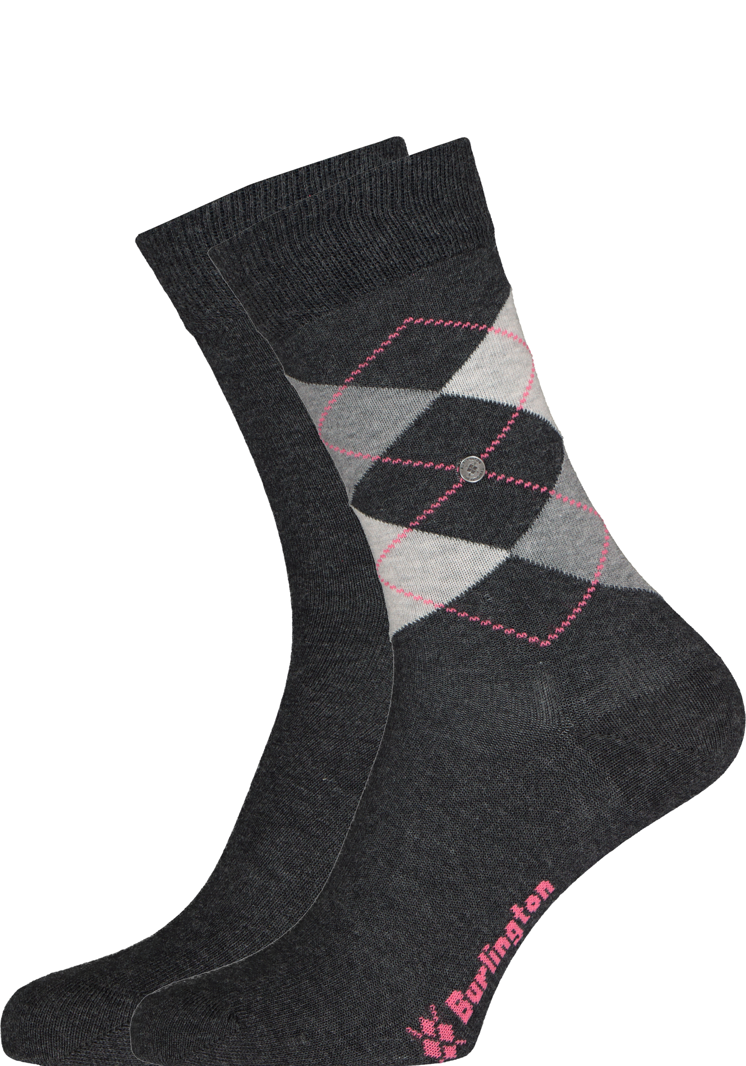 Burlington Everyday damessokken (2-pack), katoen, antraciet en geruit