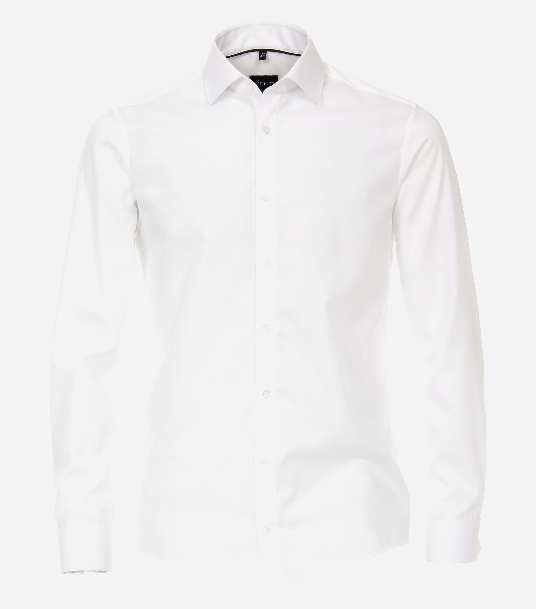 VENTI modern fit overhemd, popeline, wit met dubbele manchet