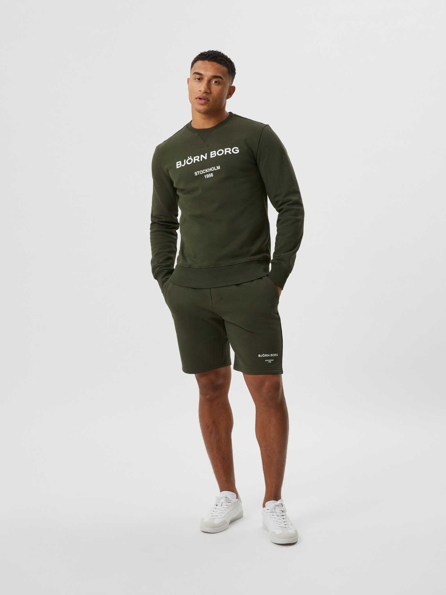Bjorn Borg logo crew, donkergroen