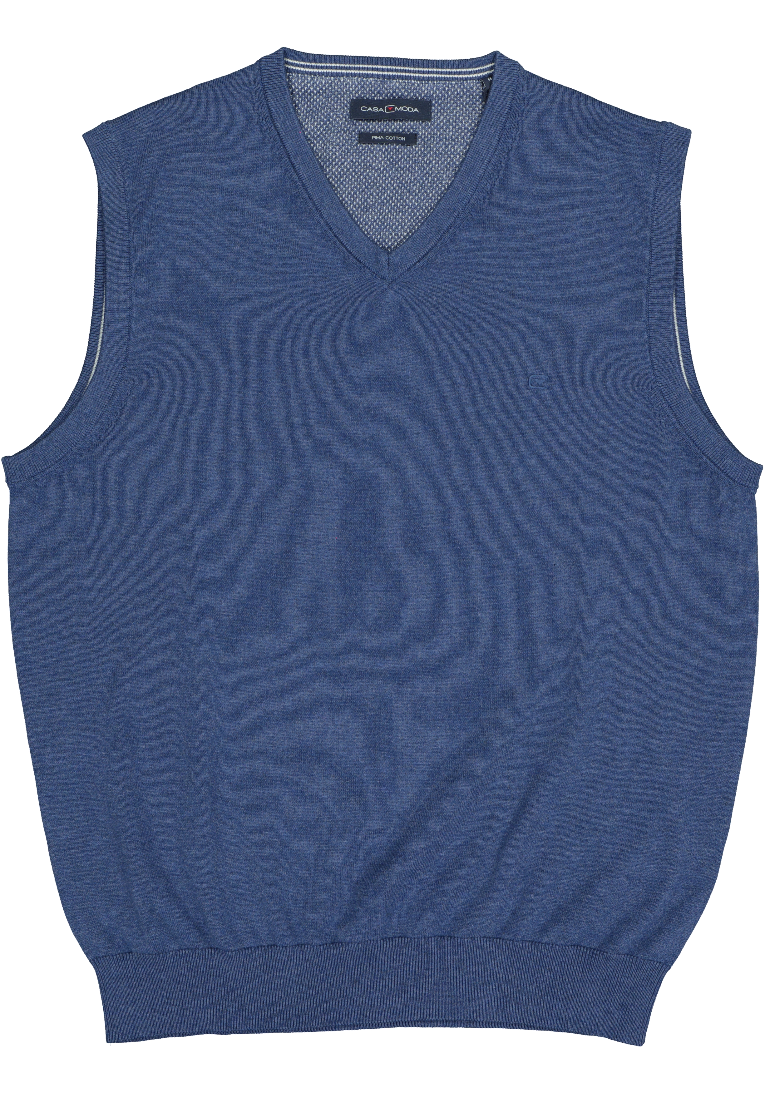 CASA MODA heren spencer katoen, V-hals, blauw 