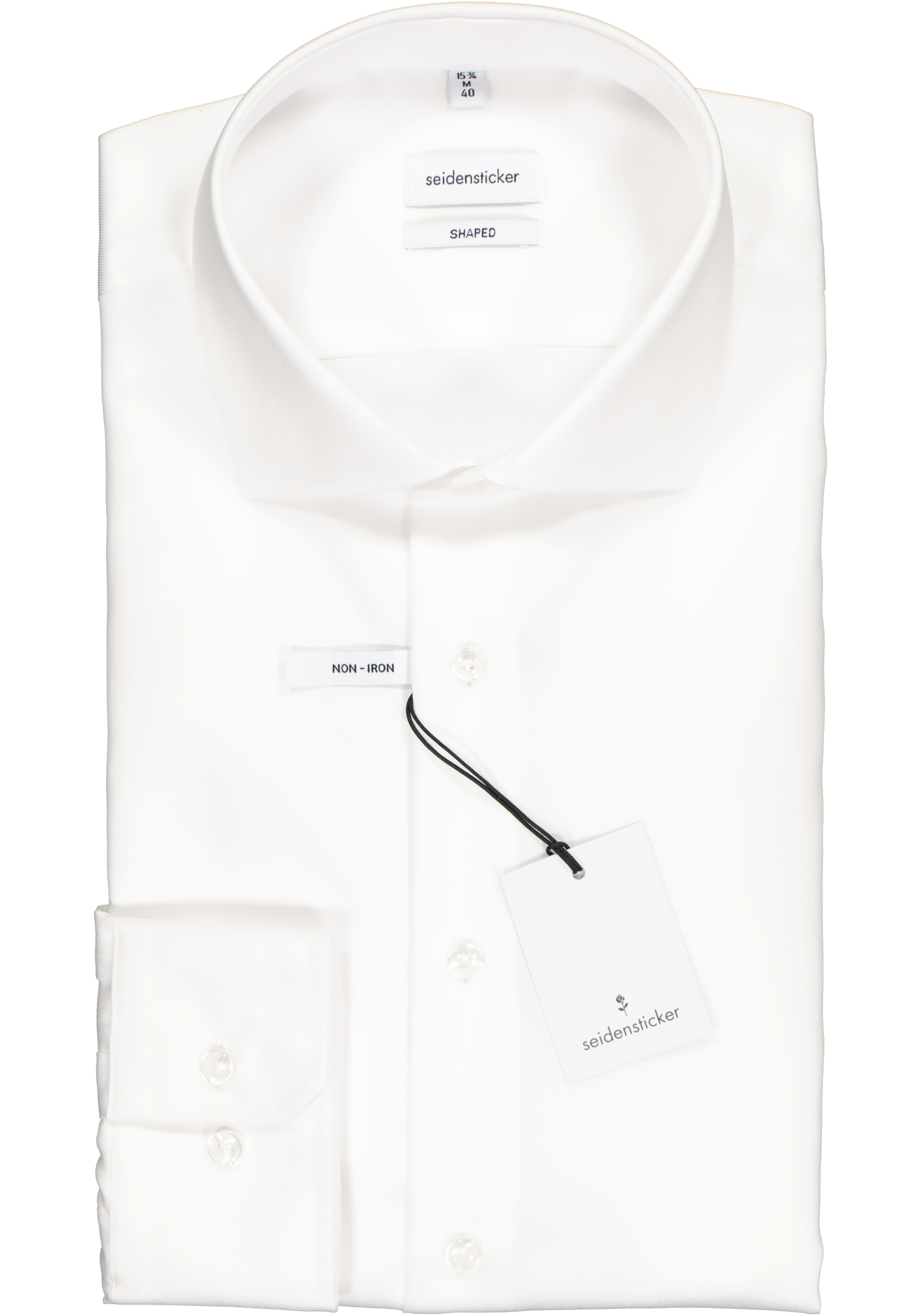 Seidensticker shaped fit overhemd, wit twill