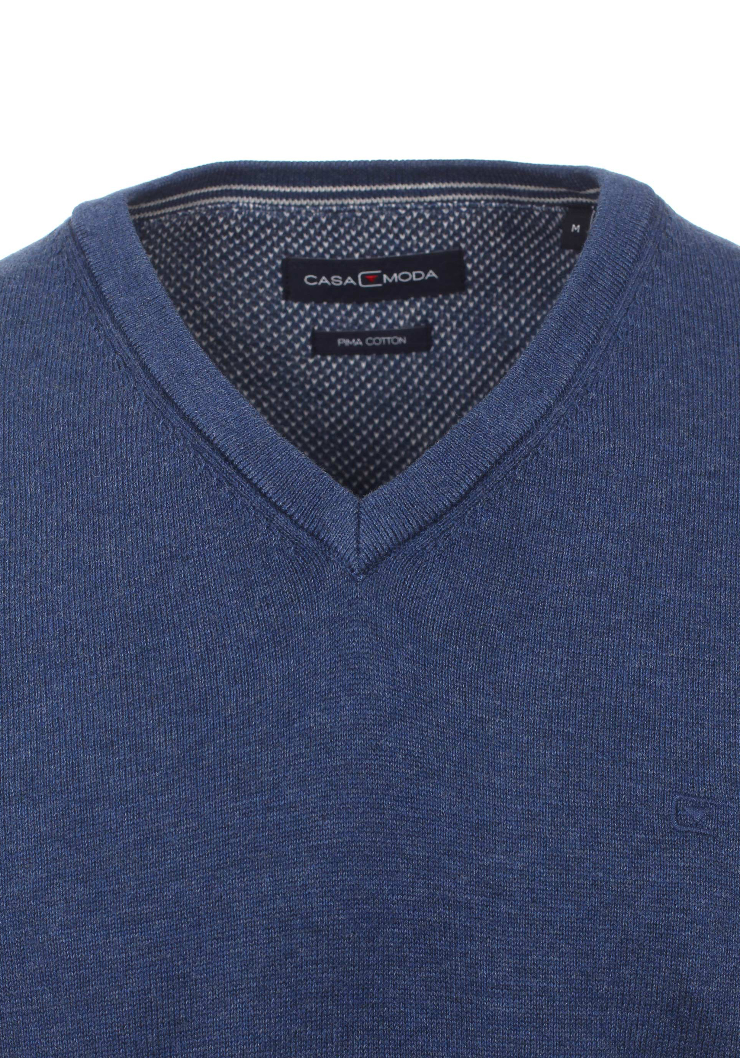 CASA MODA heren spencer katoen, V-hals, blauw 