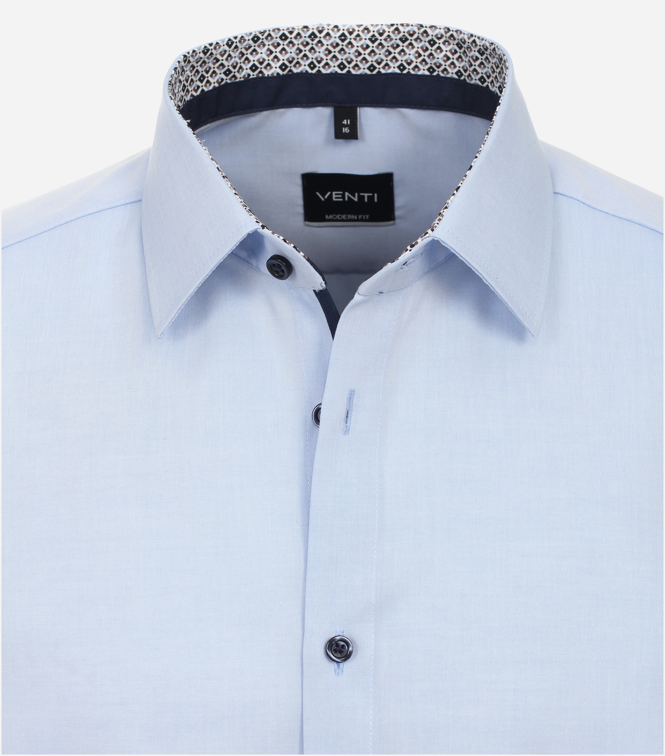 VENTI modern fit overhemd, korte mouw, popeline, blauw
