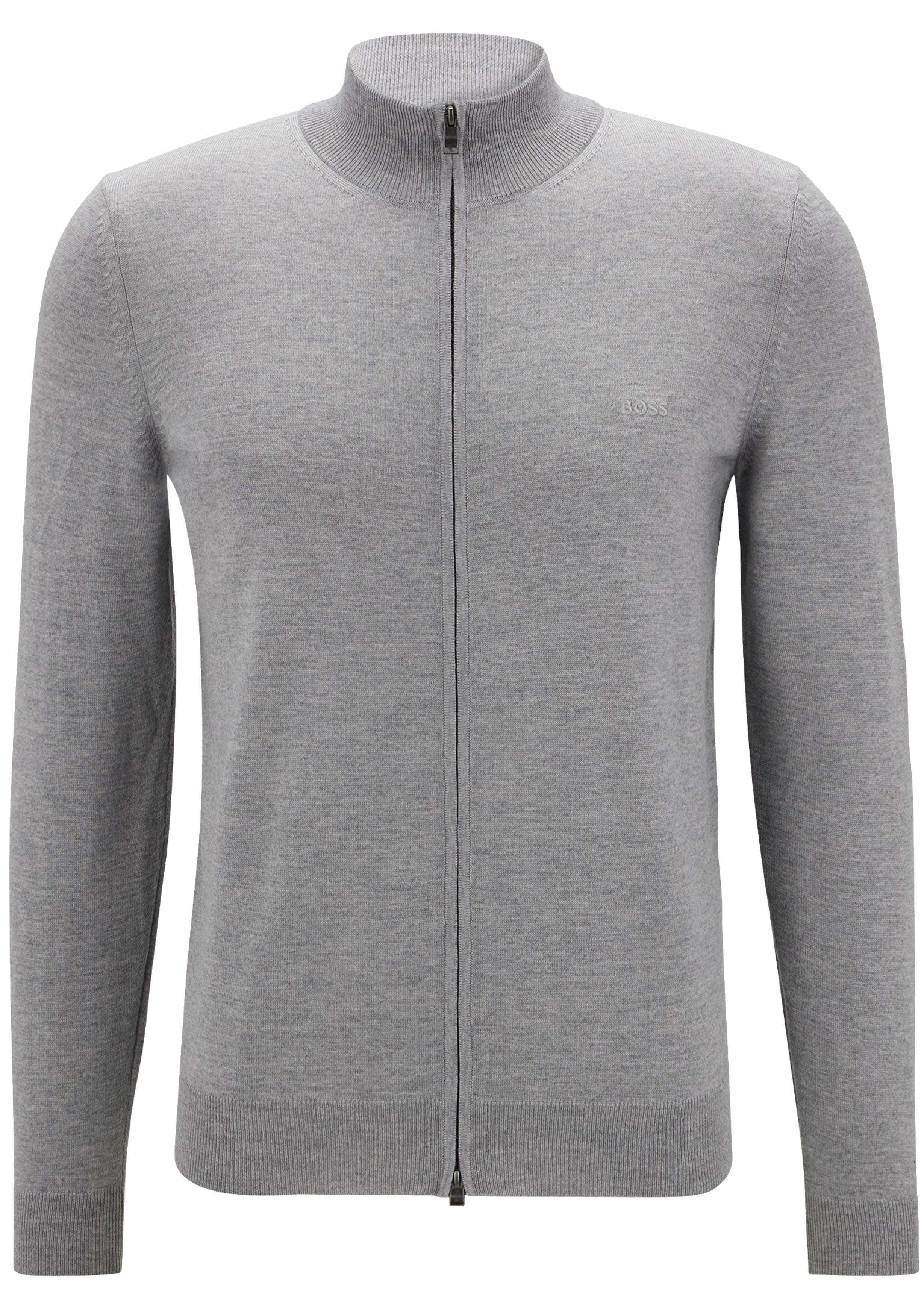 BOSS Balonso regular fit vest wol, heren vest middeldik, zilver