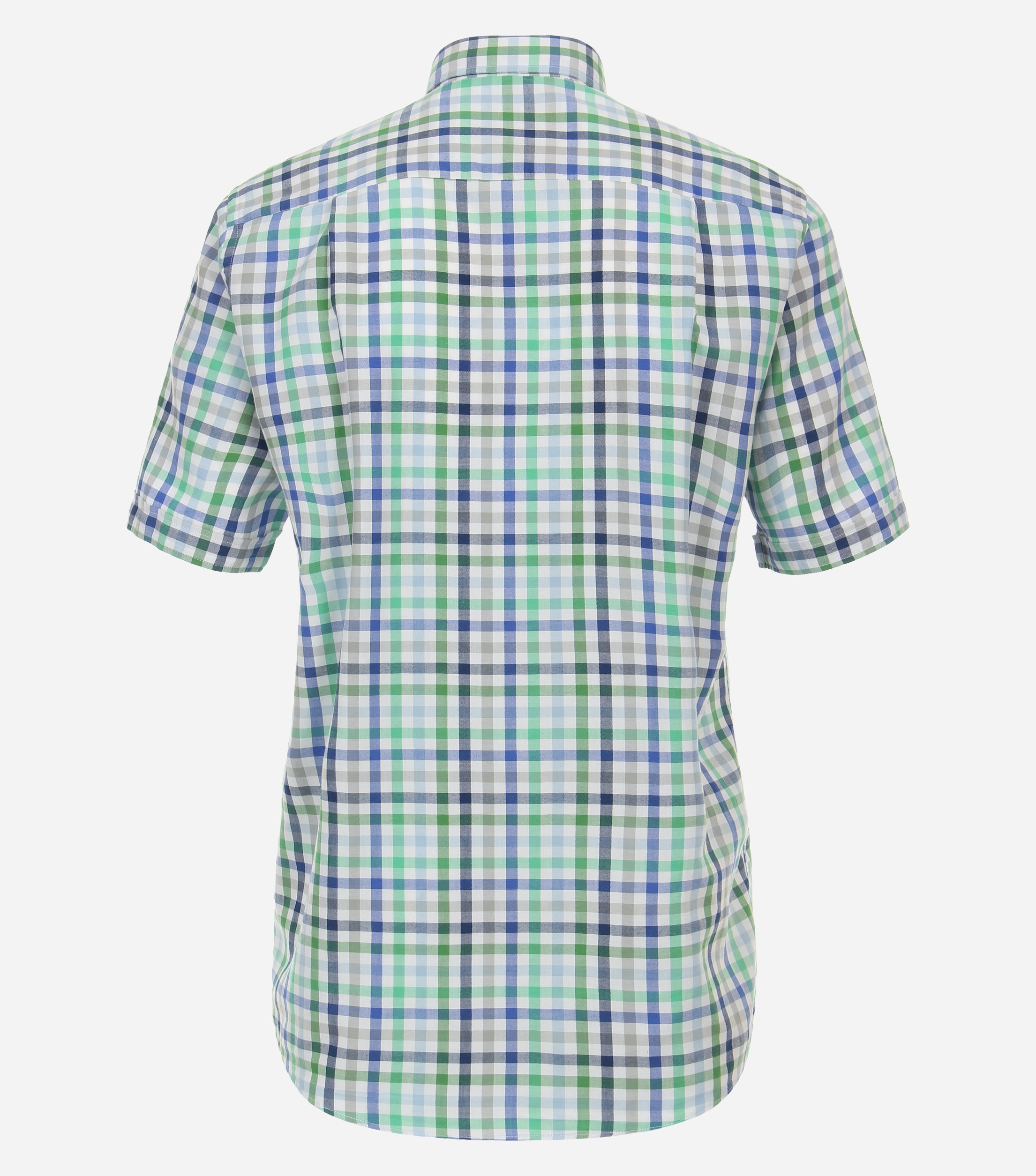 Redmond comfort fit overhemd, korte mouw, popeline, groen geruit