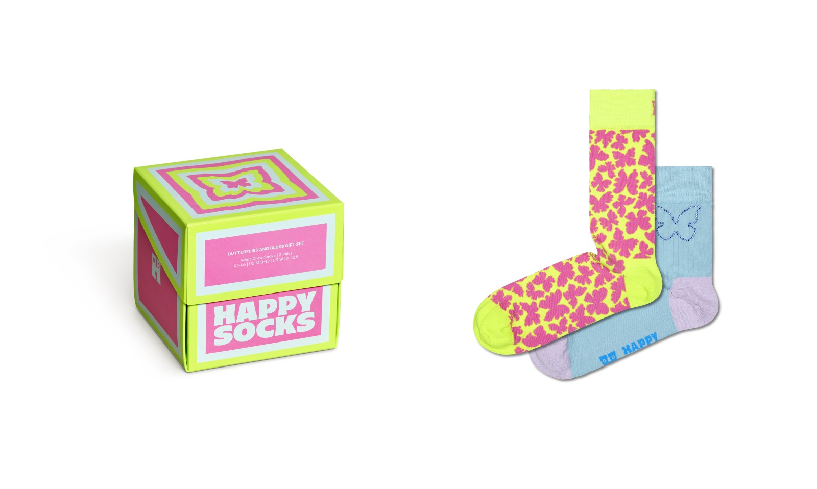 Happy Socks Butterfly And Blue Socks Gift Set (2-pack), unisex sokken in cadeauverpakking