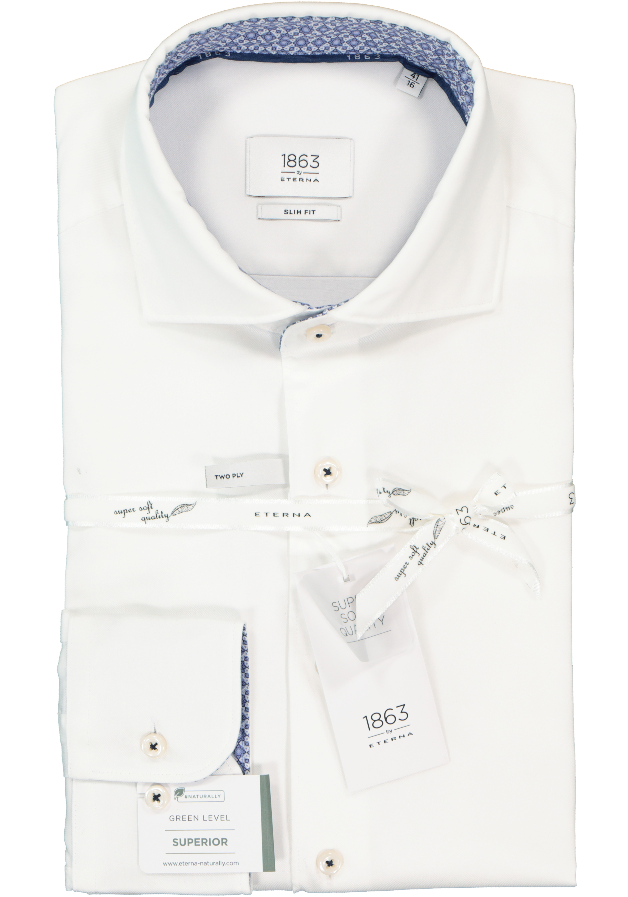 ETERNA 1863 slim fit casual Soft tailoring overhemd, twill heren overhemd, wit (contrast)
