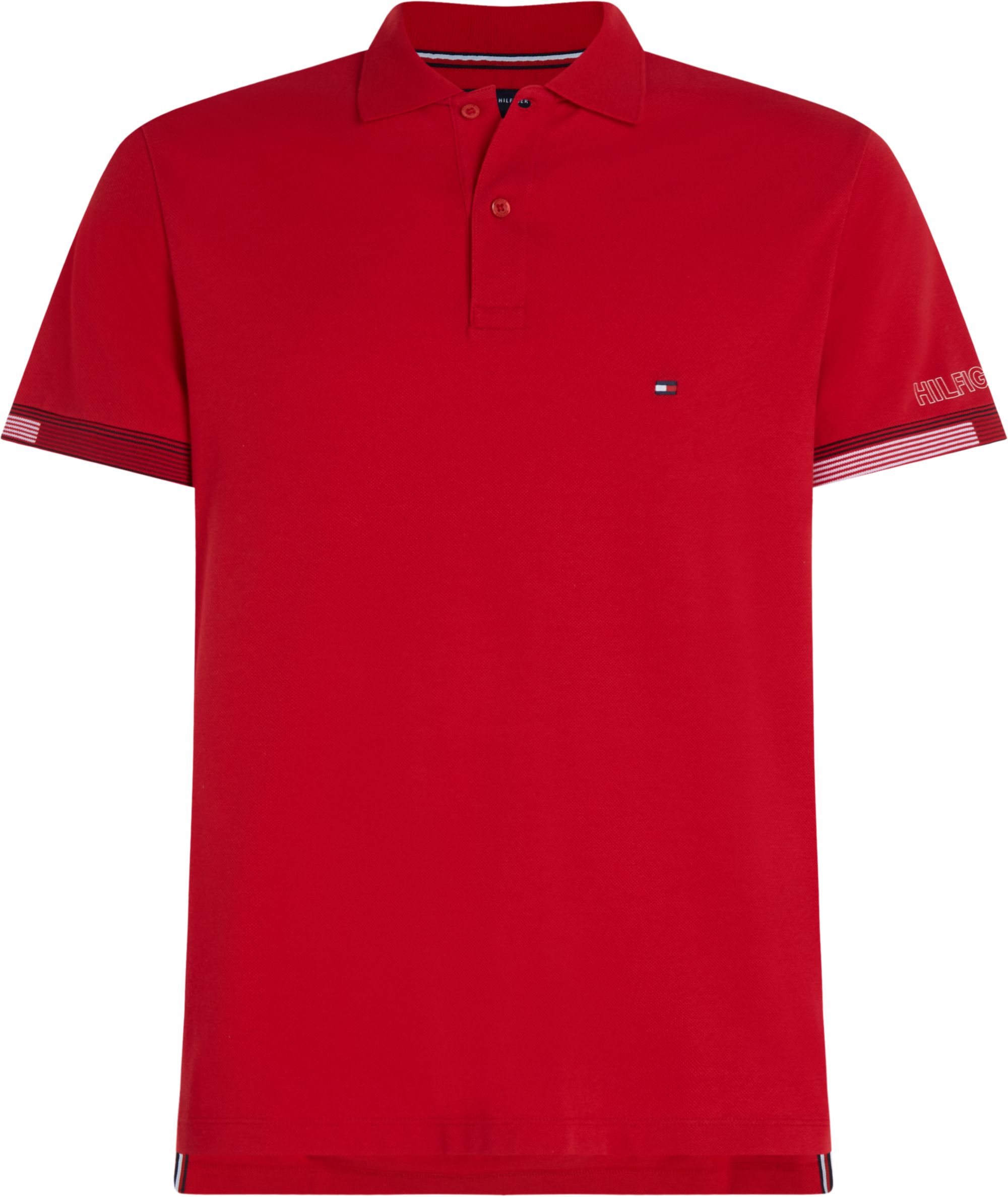 Tommy Hilfiger Adaptive Flag Cuff Slim Polo, heren poloshirt, rood