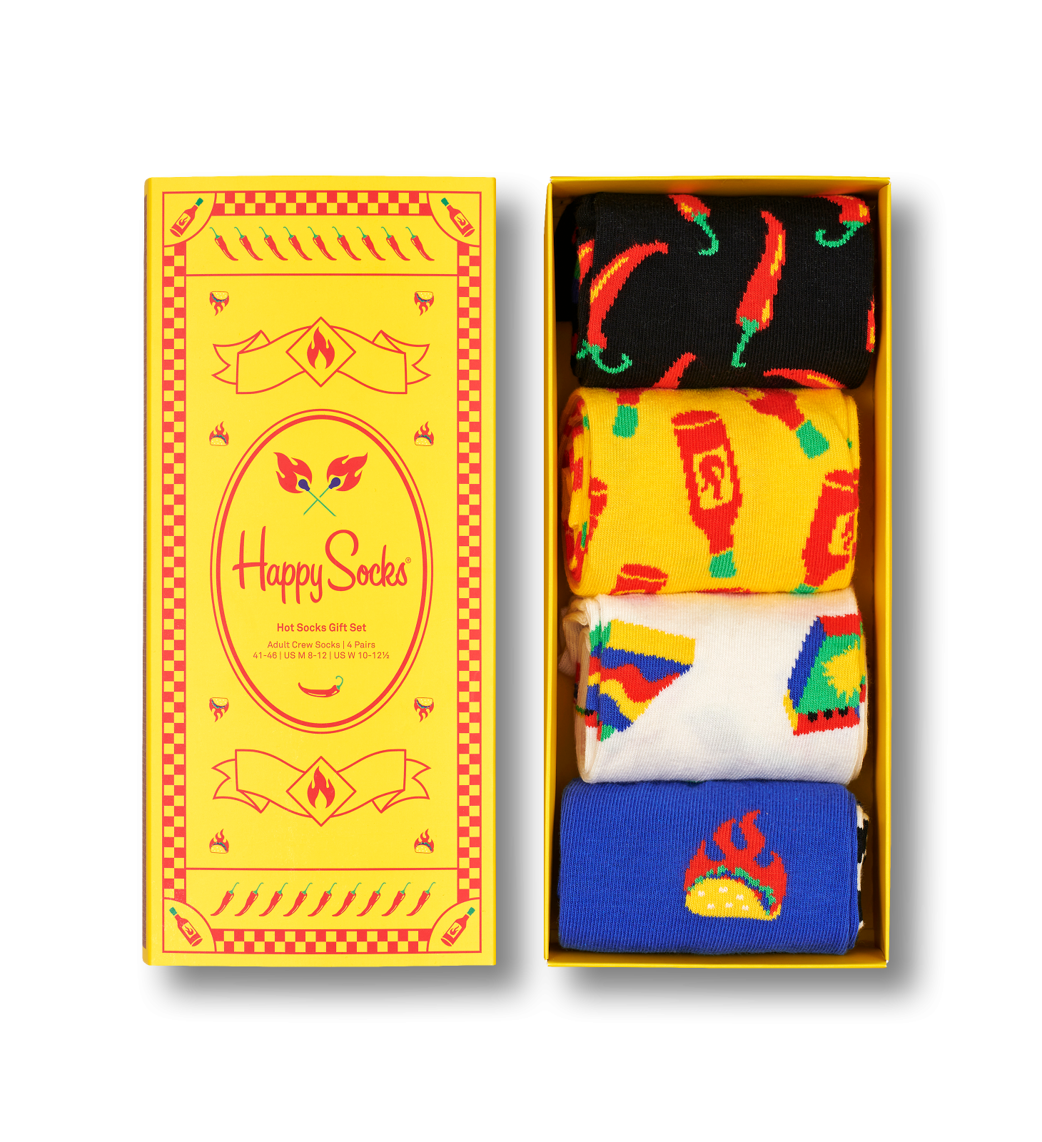 Happy Socks Hot Box Gift Set (4-pack), unisex sokken in cadeauverpakking