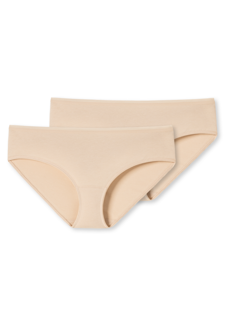 SCHIESSER 95/5 slip (2-pack), dames hipster biologisch katoen zand
