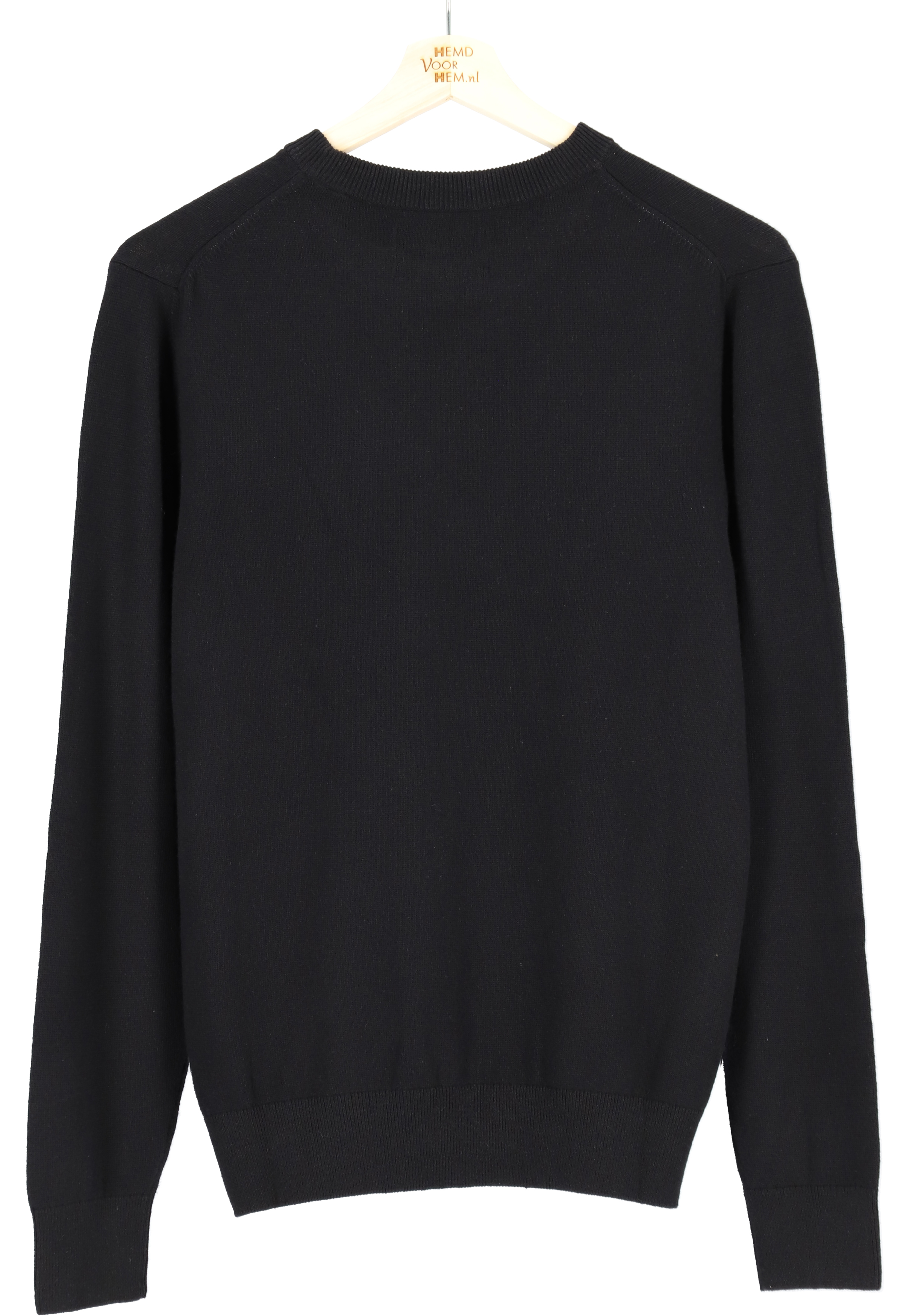 Marc O'Polo regular fit pullover, heren trui wol- met katoenmengsel met O-hals, zwart (middeldik)